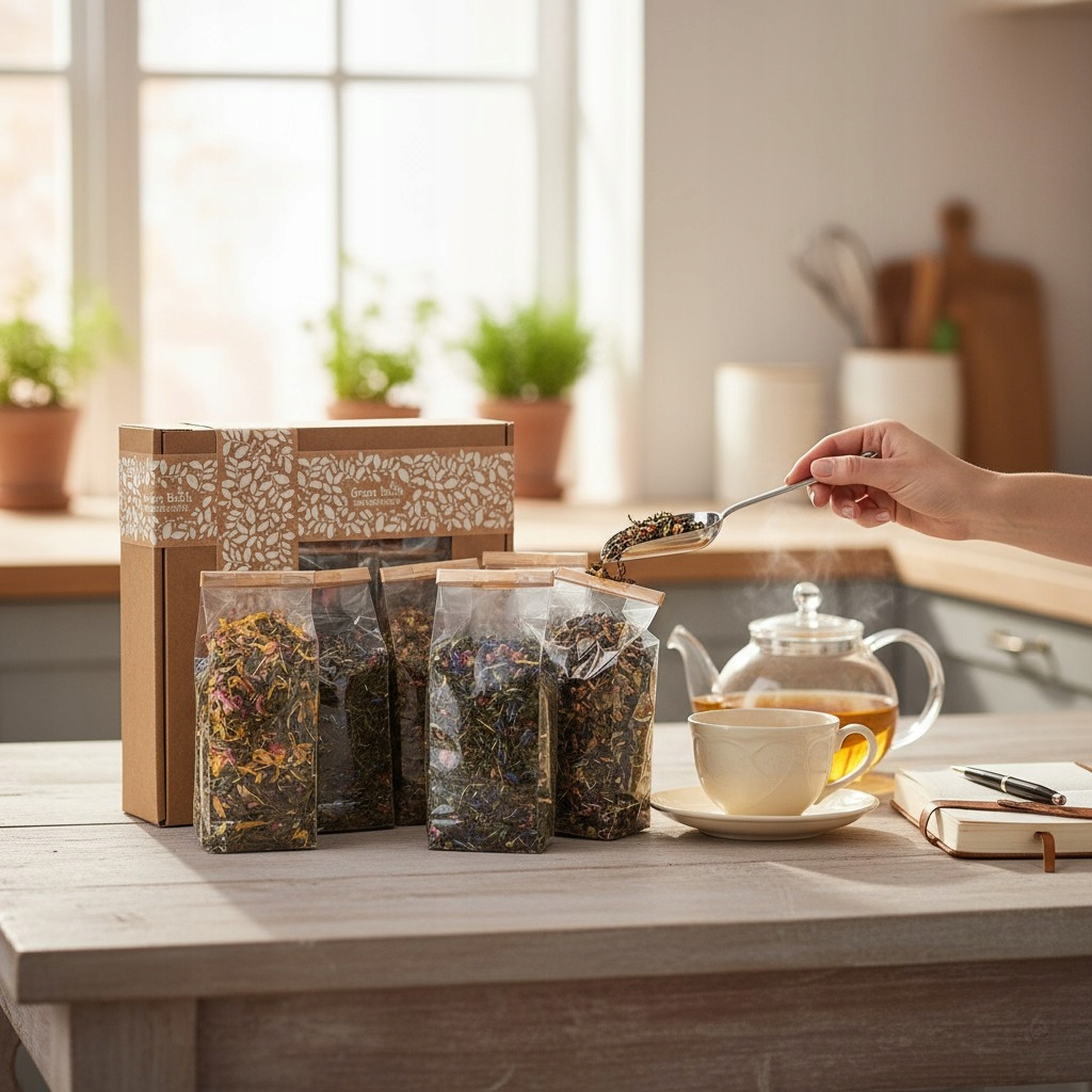 Levně Set Čajů Jako Dárek 6 kusů listového dárku čaje přírodní krabička