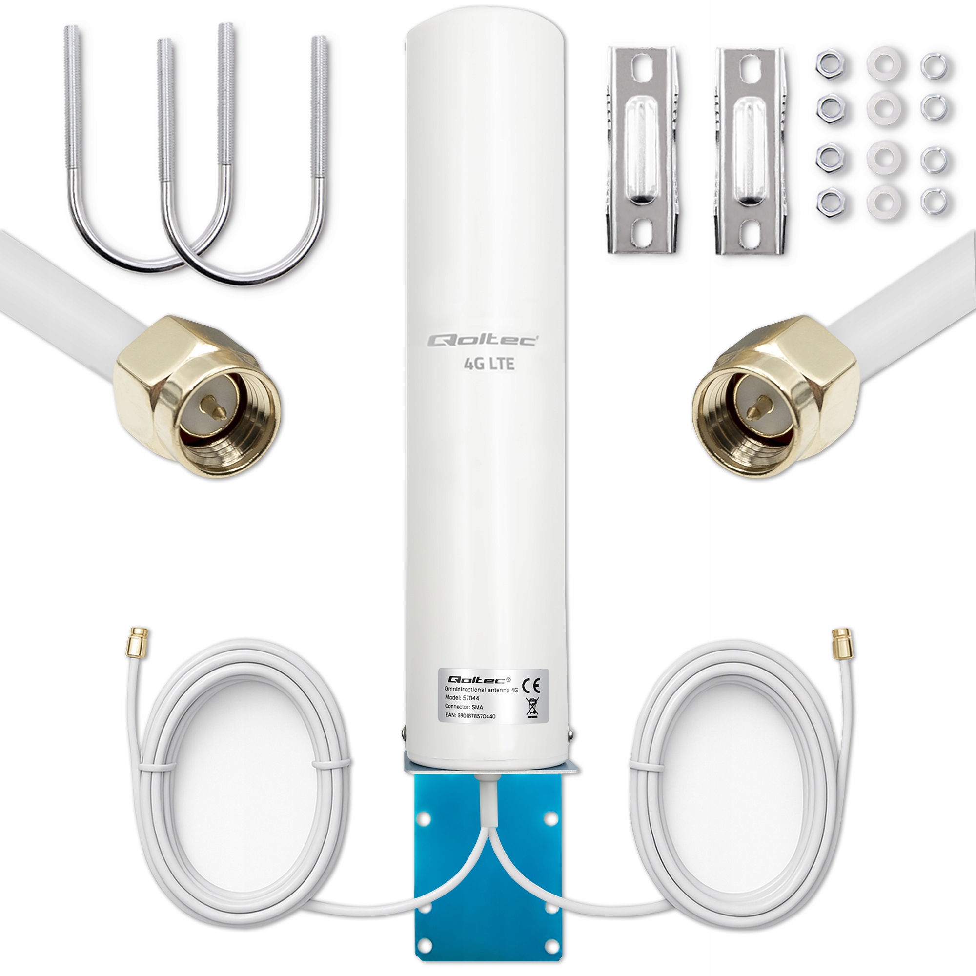 Antena 4G LTE dual do internetu 12dBi Qoltec SMA IP67 zewnętrzna