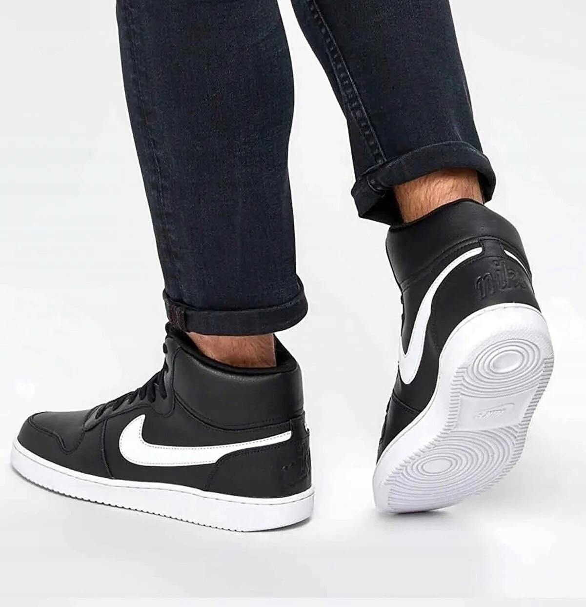 Nike Ebernon Mid Czarne Buty Sportowe Męskie zimowe Wysokie