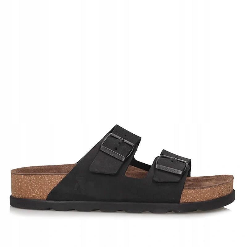 Nazouváky pantofle Rieker V3190-01 černé, nazouvací, kožené