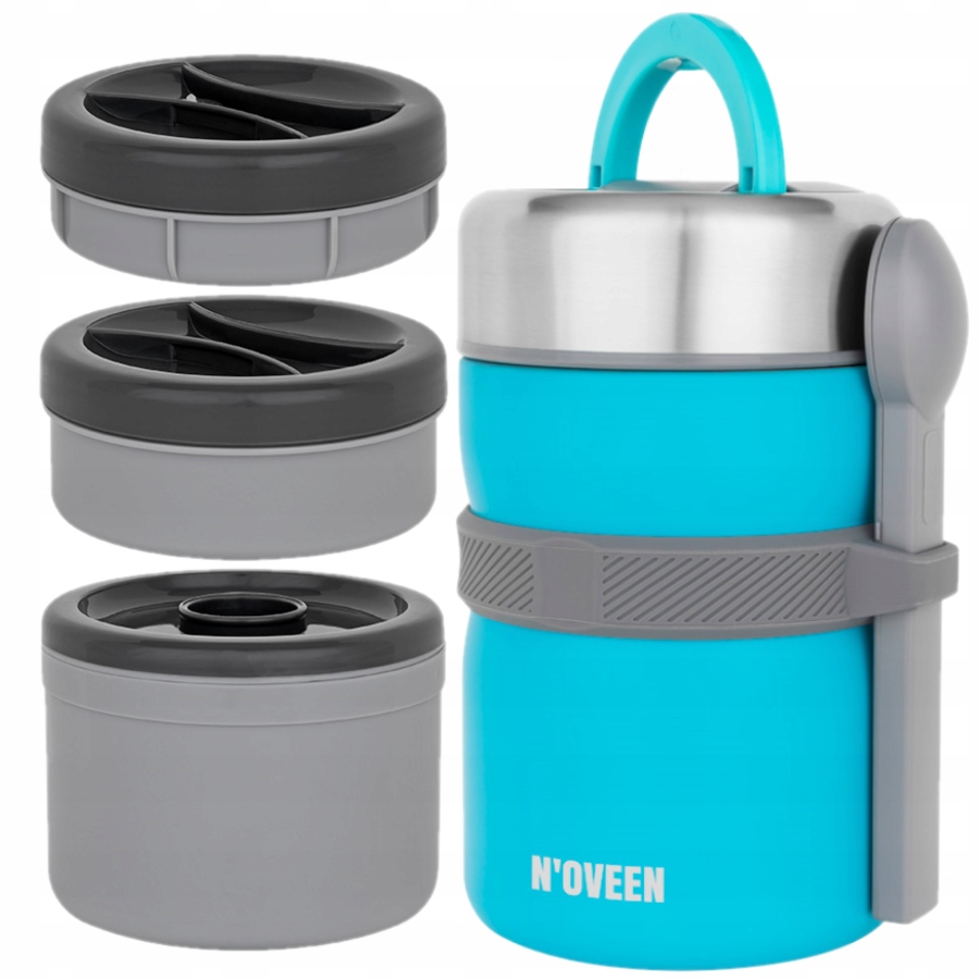 Termos Obiadowy Menażka Na Zupę Lunch Szczelny 2L TB963 Niebieski Łyżka