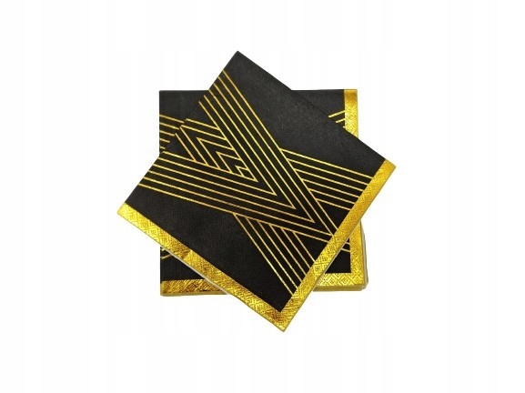 Serwetki papierowe czarne w złote paski