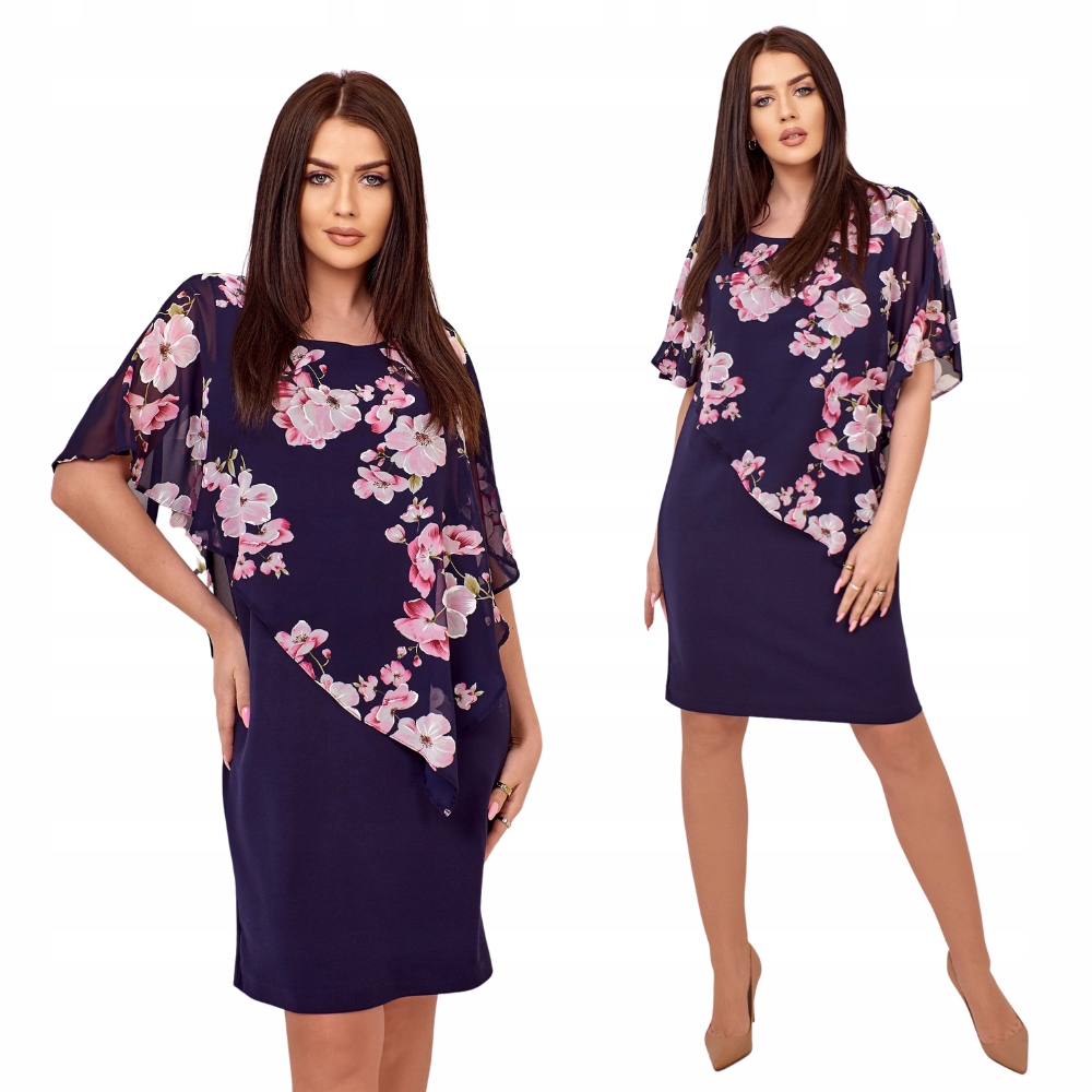 

sukienka Wizytowa midi Kwiaty XXXL