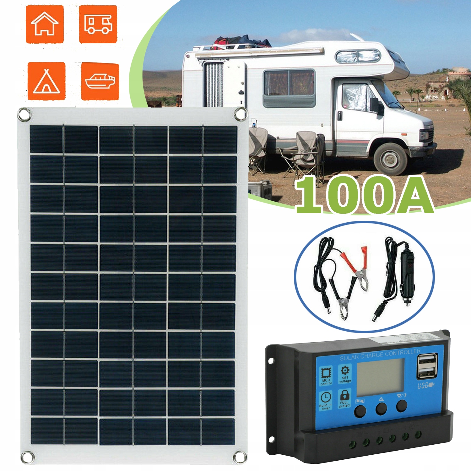 Ovladačů S LCD displej 12 V 24 V Pro Solární Panely (100 A)