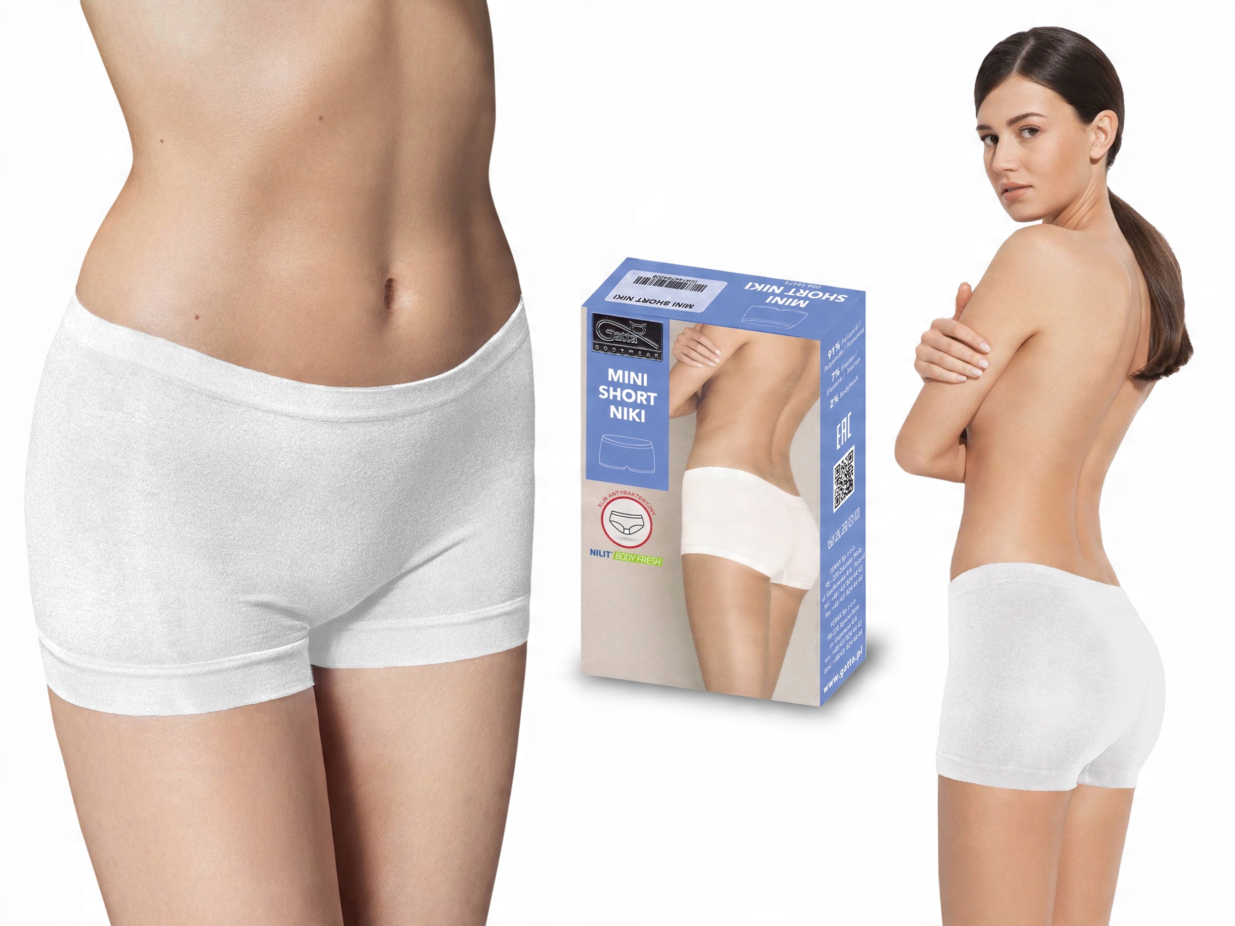 

Bezszwowe szorty Niki Mini Short Gatta białe, S