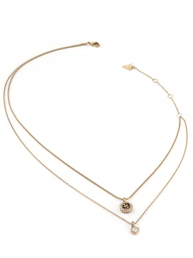 Zlatý dvojitý náhrdelník Guess 4G Crush s krystaly JUBN04159JW