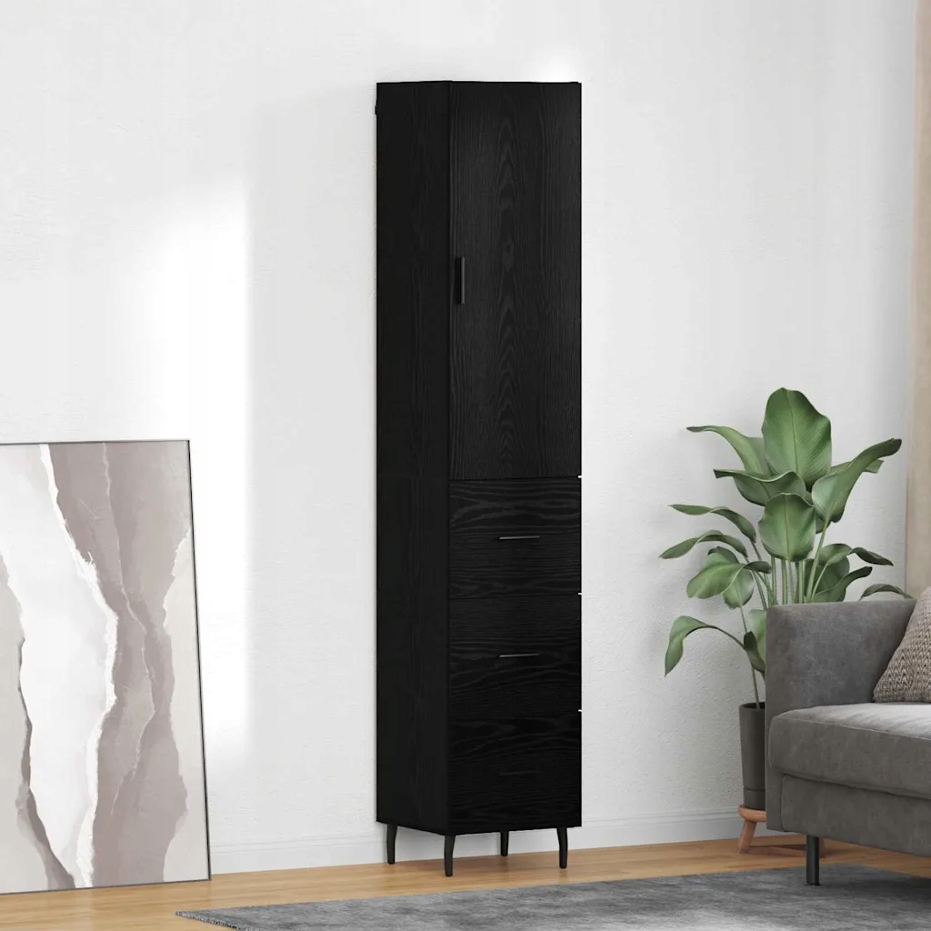 vidaXL Vysoký bufet Černý dub 34,5 x 34 x 180 cm kompozitní dřevo