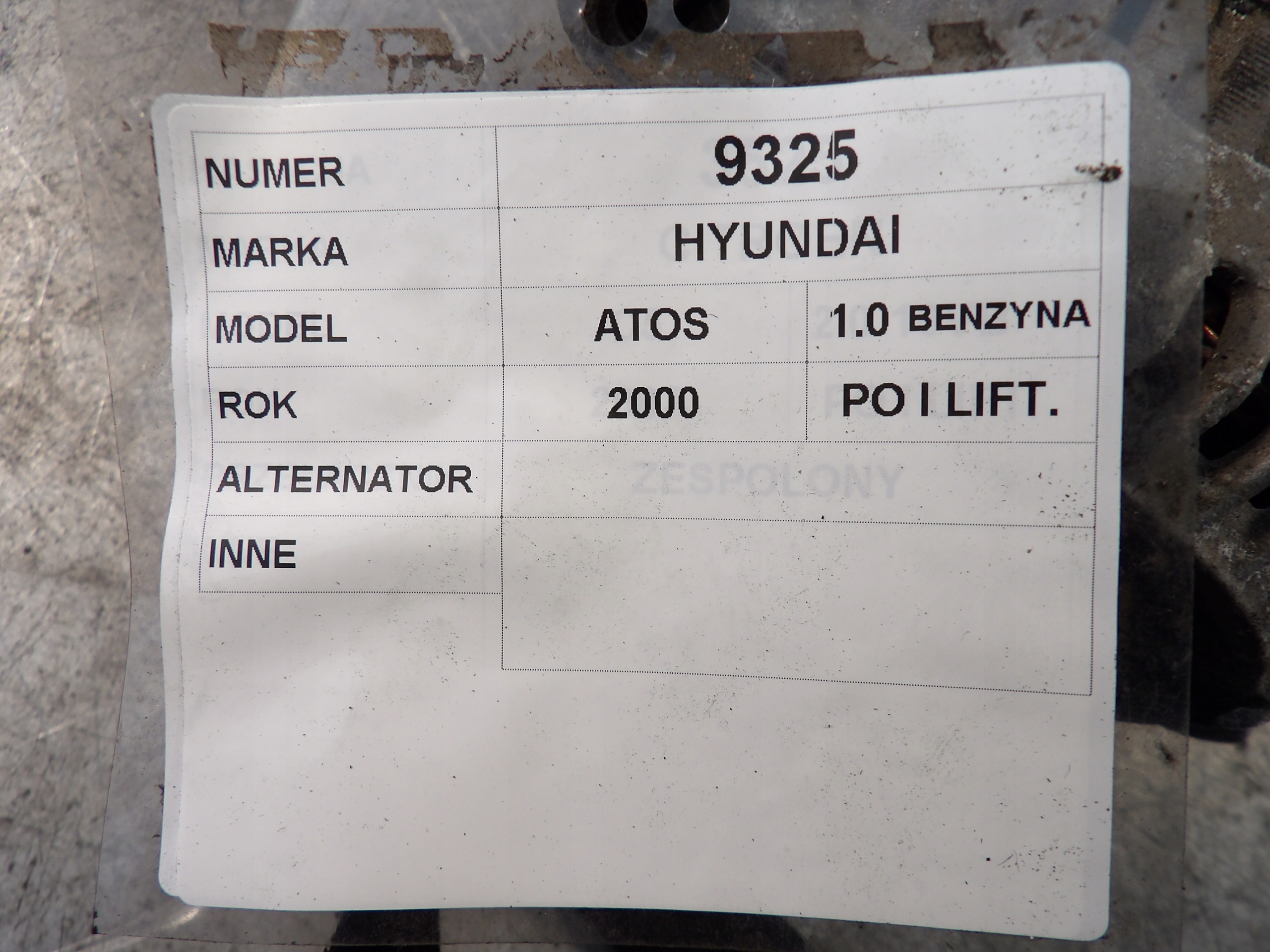 Hyundai Atos alternator 1,0B