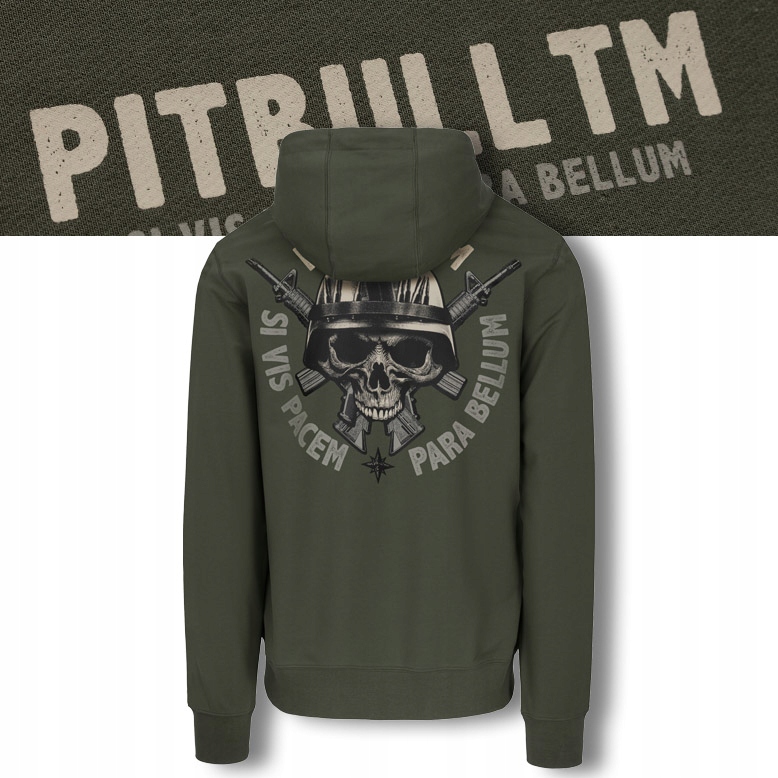 Męska Bluza z kapturem Pitbull Duży nadruk na plecach Para Bellum Sportowa