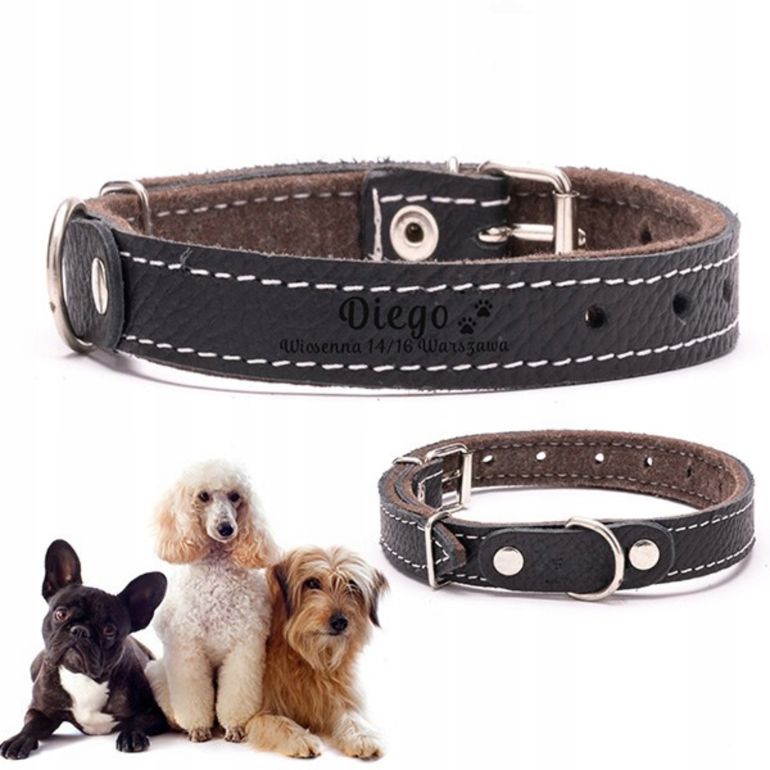 Levně Kožený obojek pro psa s gravírovaným jménem Bonus Dogeste S