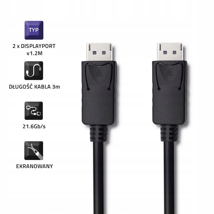 Kabel DisplayPort v1.2 męski | DisplayPort v1.2| Złącza DisplayPort - DisplayPort