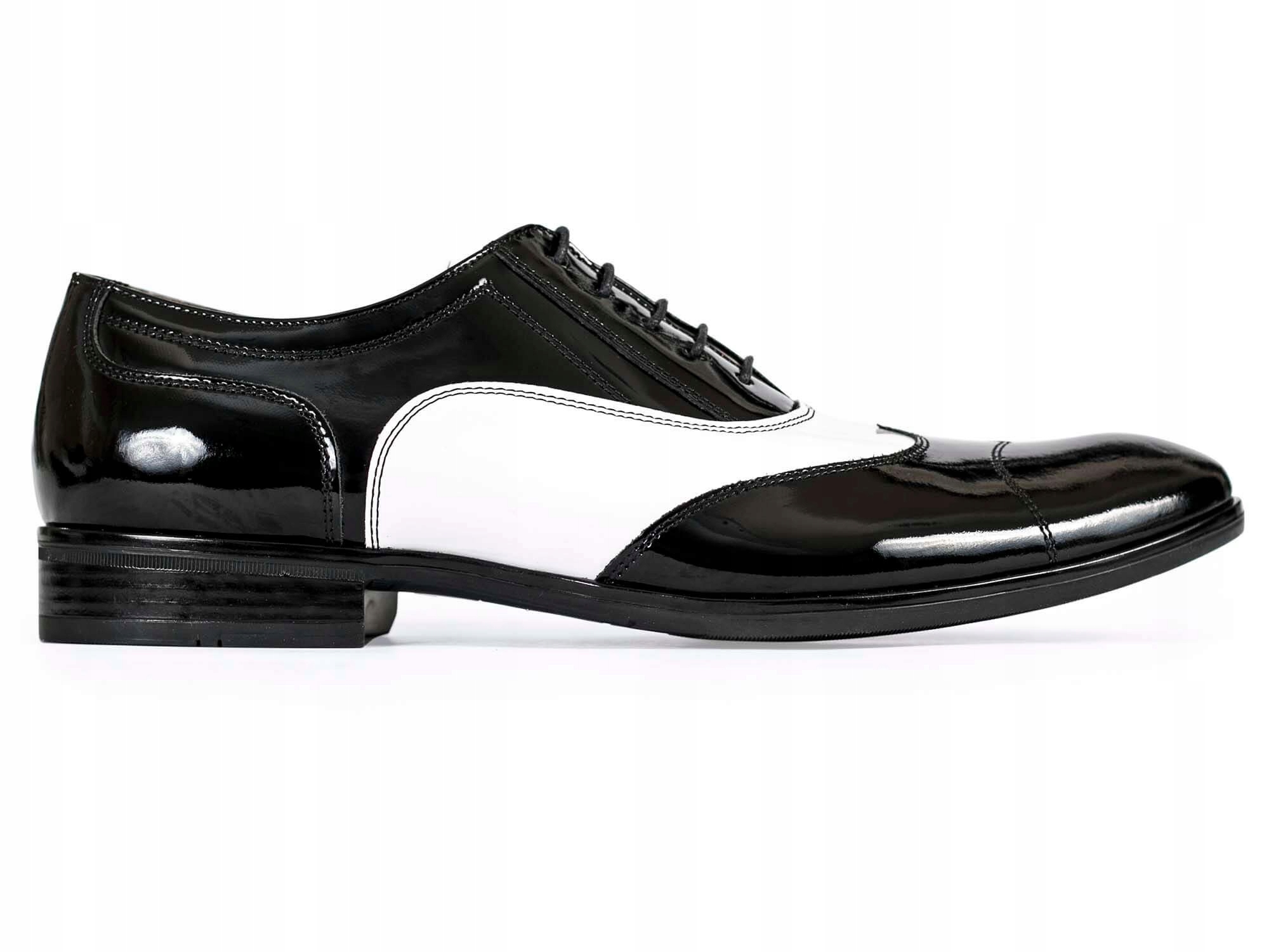 

Czarno białe lakierki męskie T25 Buty Al Capone 44