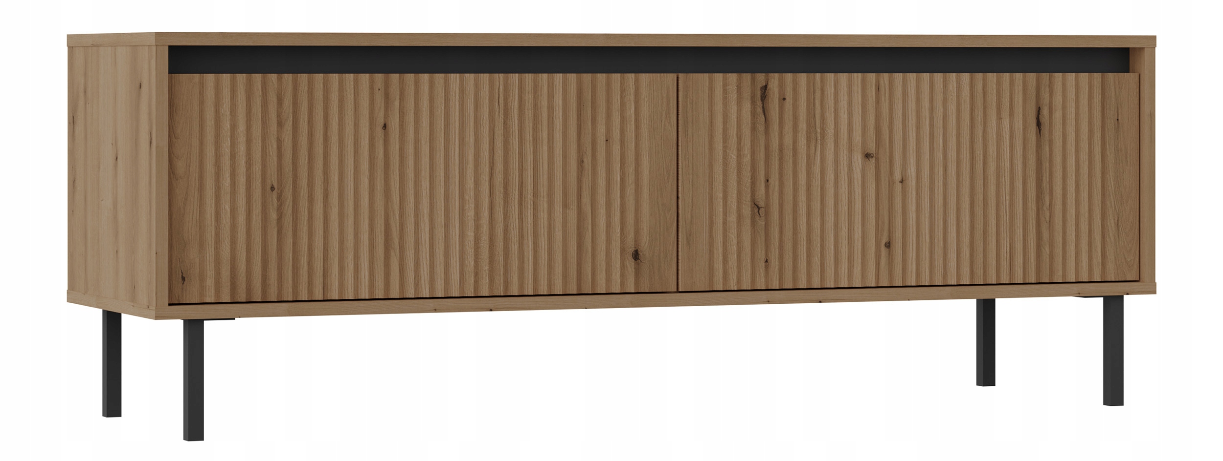 Rtv skříňka Osaka se dvěma zásuvkami a rýhovanými čely 140 Cm, dub evoke