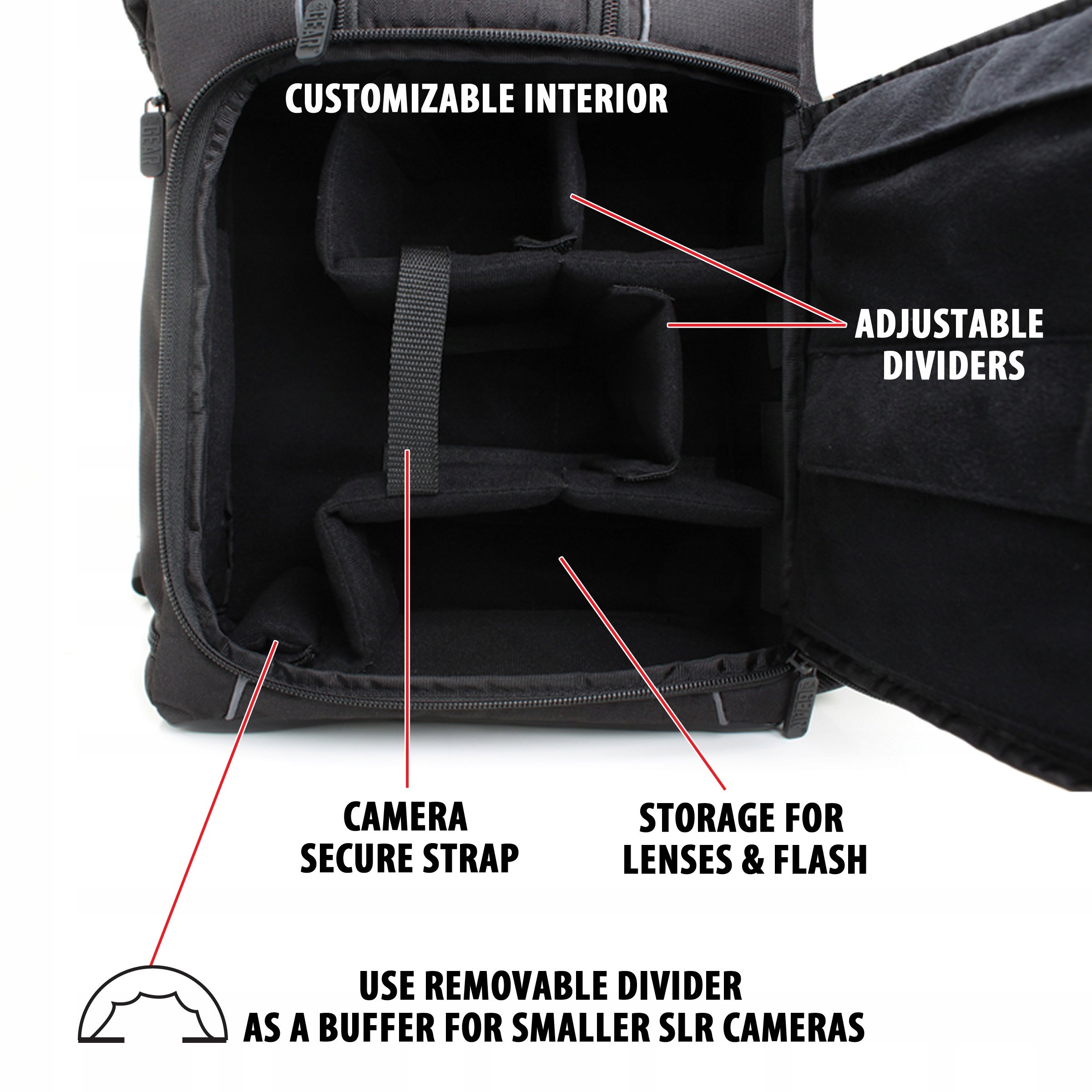 USA GEAR Plecak Na Aparat DSLR Z Przegrodą Na Laptop 43 cm Wodoodporny — miniatura 4