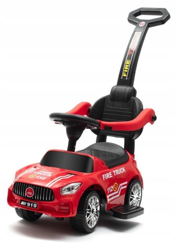 Jeździk z dźwiękiem i rączką Straż Pożarna czerw