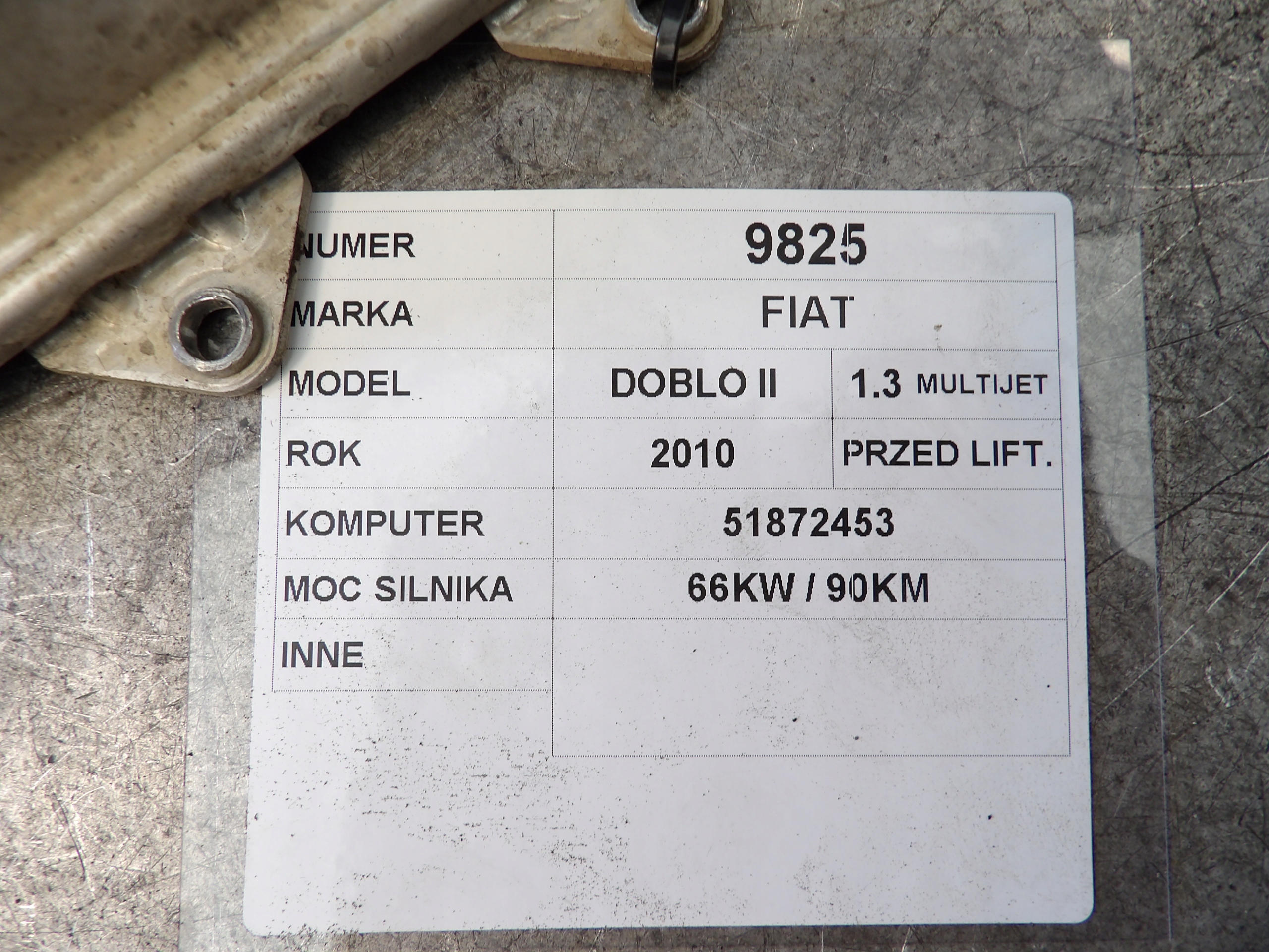 Fiat Doblo II computer, control unit 51872453 MJD8F2.D1 BC.0097888.C