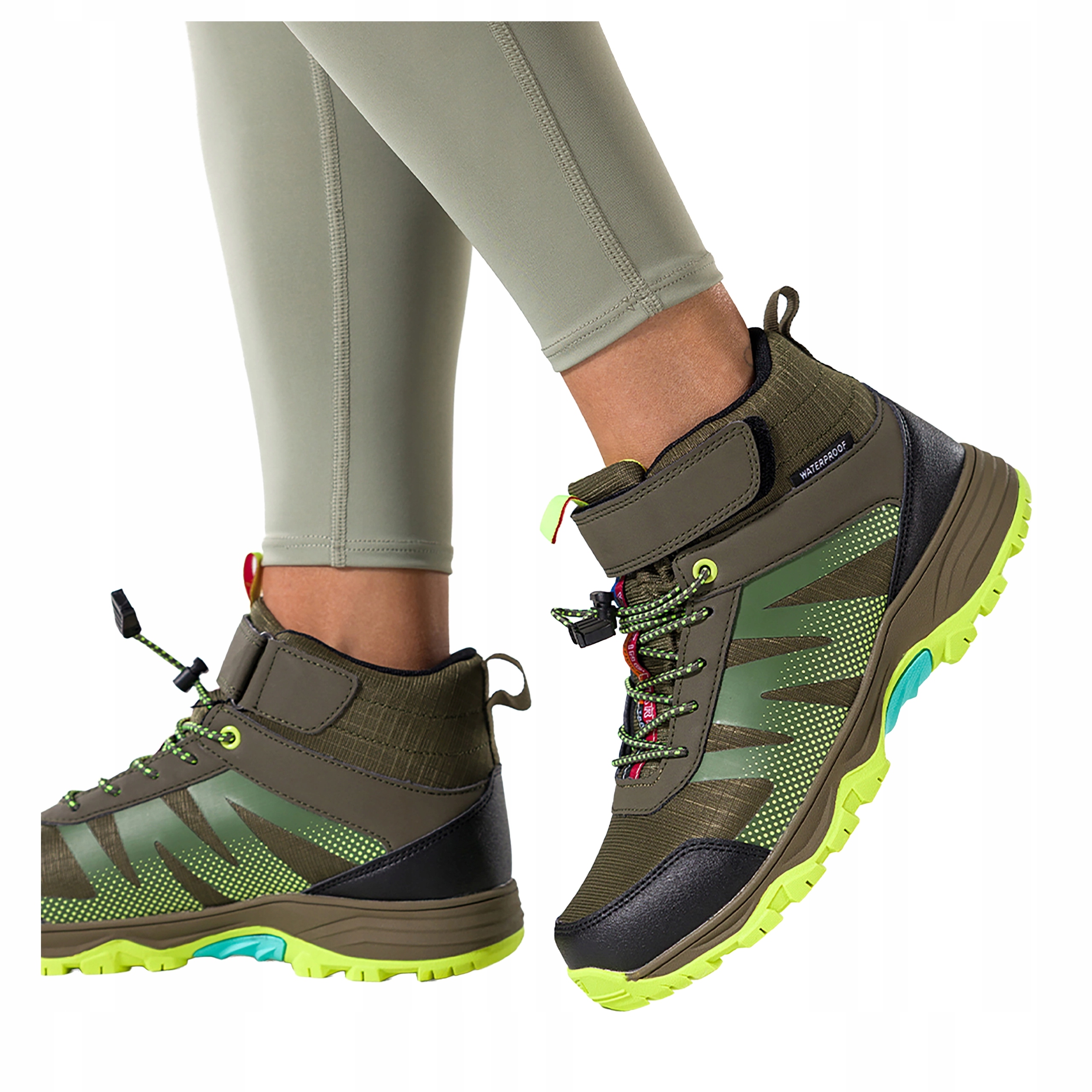 Zelené Trekingové Boty Dámské Pásek Na Suchý Zip Nad Kotník Šněrovací vel. 38