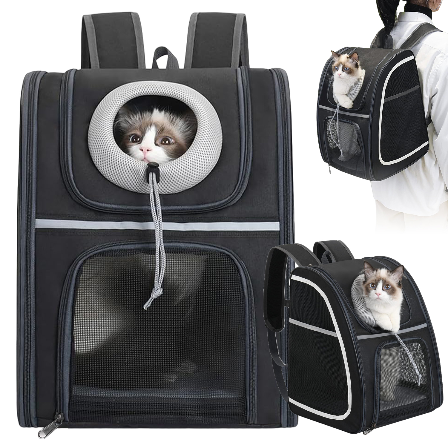 Levně Batoh Pro Kočky Psa Přepravka Průhledný, Větraný Pro Psa A Kočku