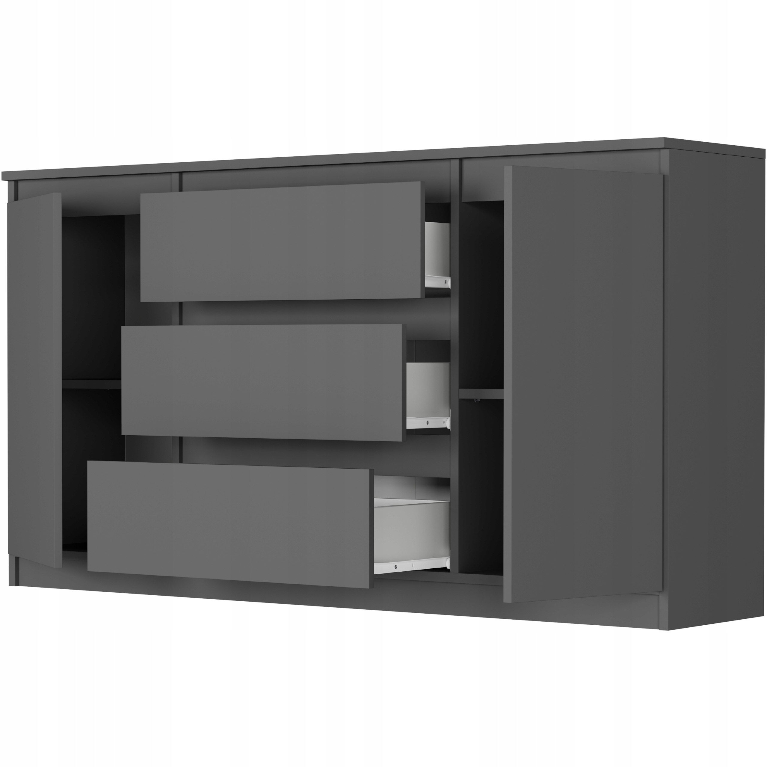 KOMODA 140 SZAFKA 3 SZUFLADY 2 PÓŁKI R-140-S3 ANTRACYT