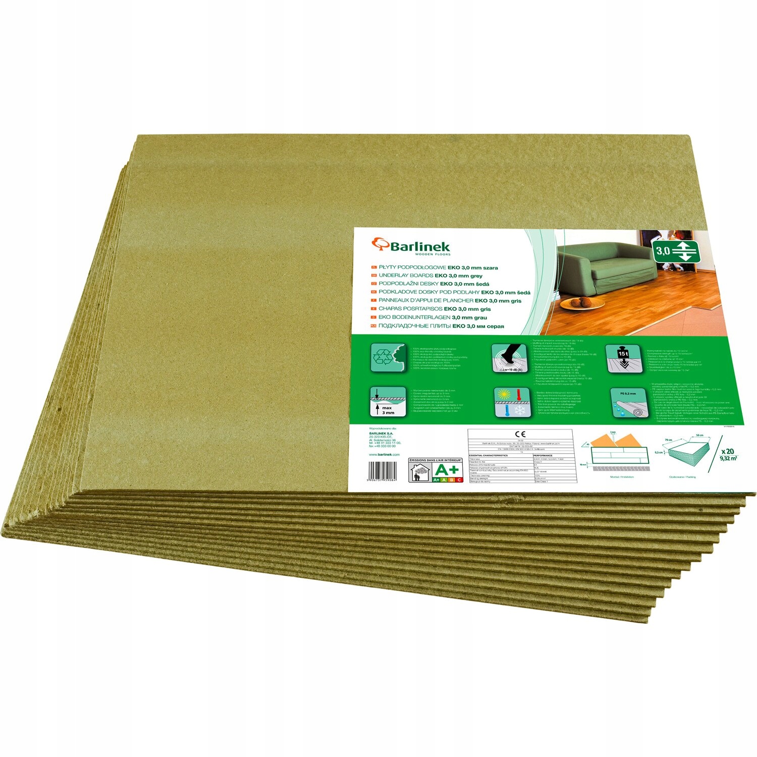 Podkład Barlinek Podłogi Panele EKO PŁYTA 7mm 7m2 Kod producenta 189A-60593