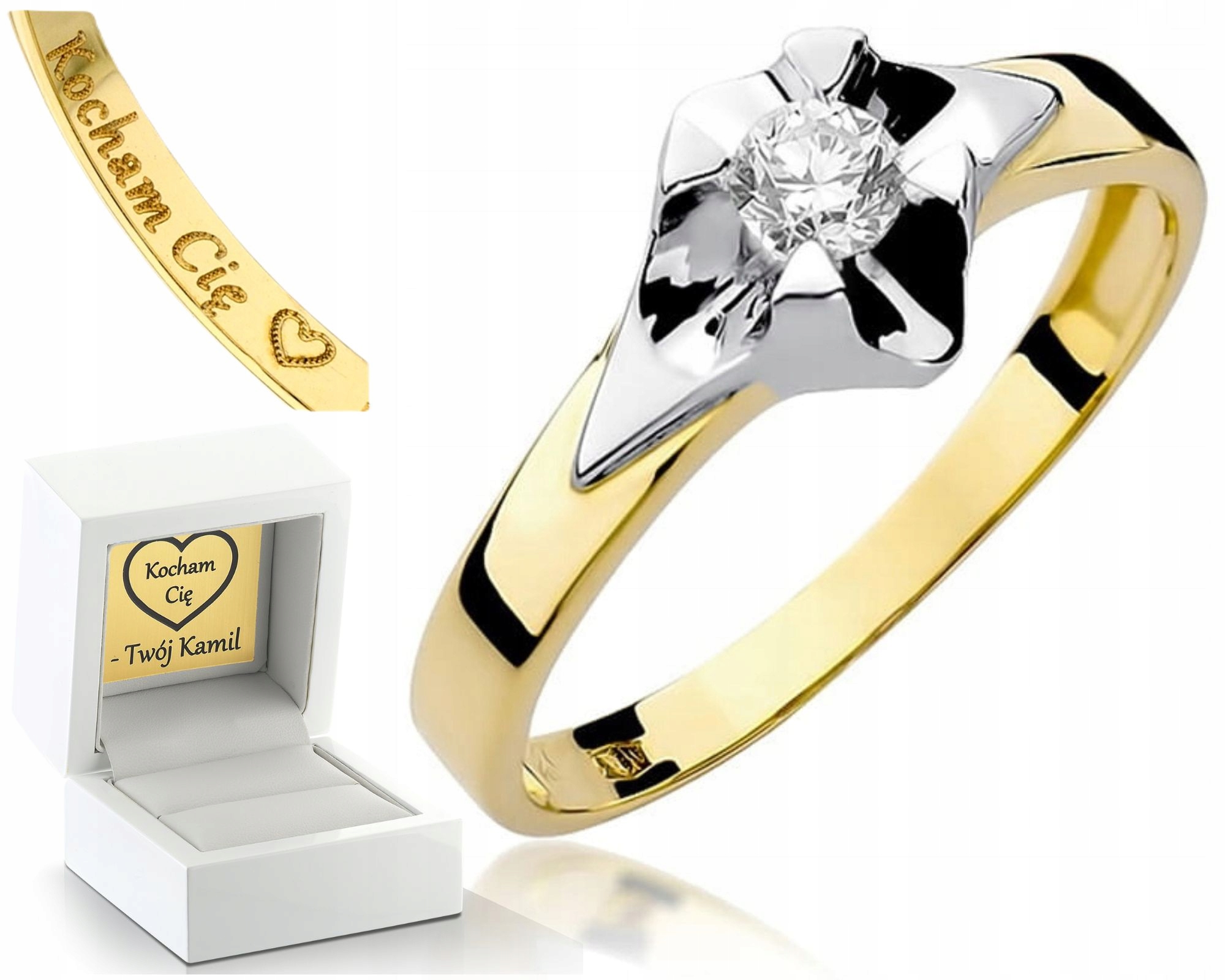 Zlatý Prstýnek S Diamantem Gravírování Bonus 585 Dárek