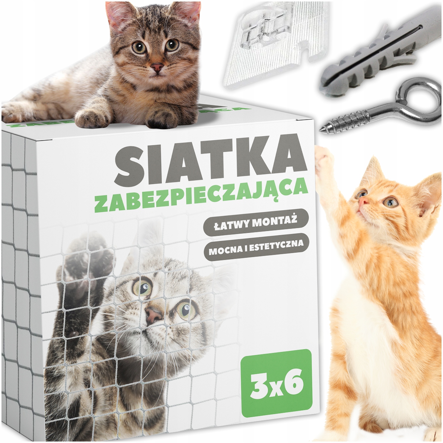 Levně Set Síťka Na Balkon Okno Pro Kočky Holubi Ptáci Ochranná 3x6 Hustá