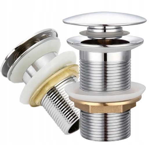 KOREK KLIK KLAK DO UMYWALKI BEZ PRZELEWU CHROM MOSIĄDZ KOREK UMYWALKOWY