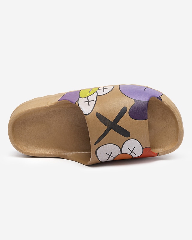 ZŁOTE DAMSKIE KLAPKI Z PRINTEM ELMINO 37 Rozmiar 37