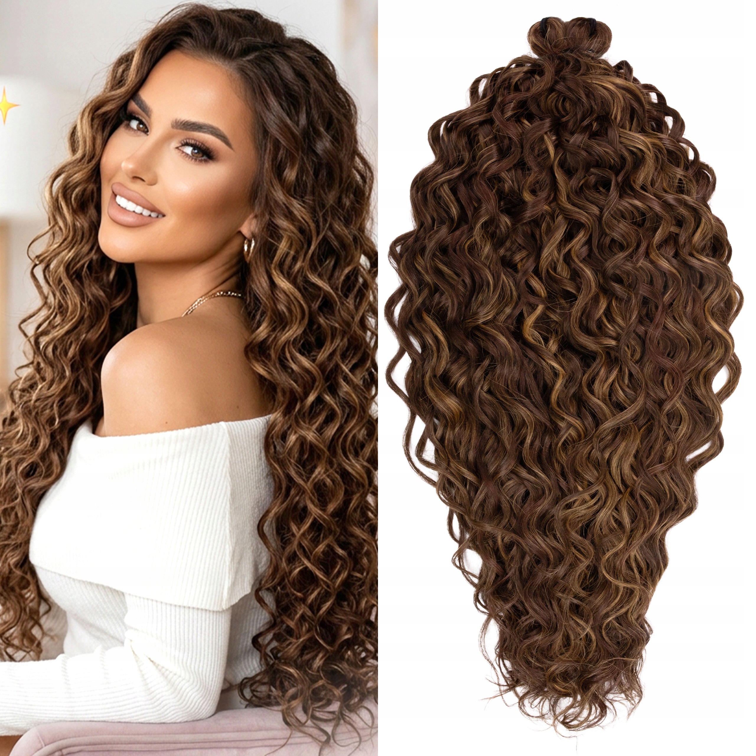 Włosy sztuczne Afroloki Jessica Pro 20" 50cm 300g kasztanowe blond pasemka