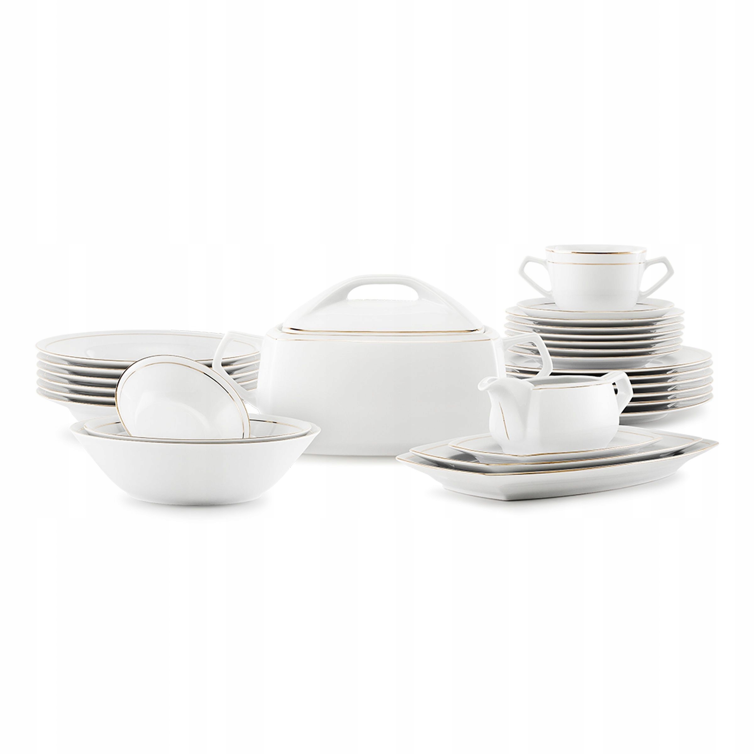3604 Zestaw Obiadowy 12/45 Złota Linia Pułaski Ćmielów Porcelana Pfp