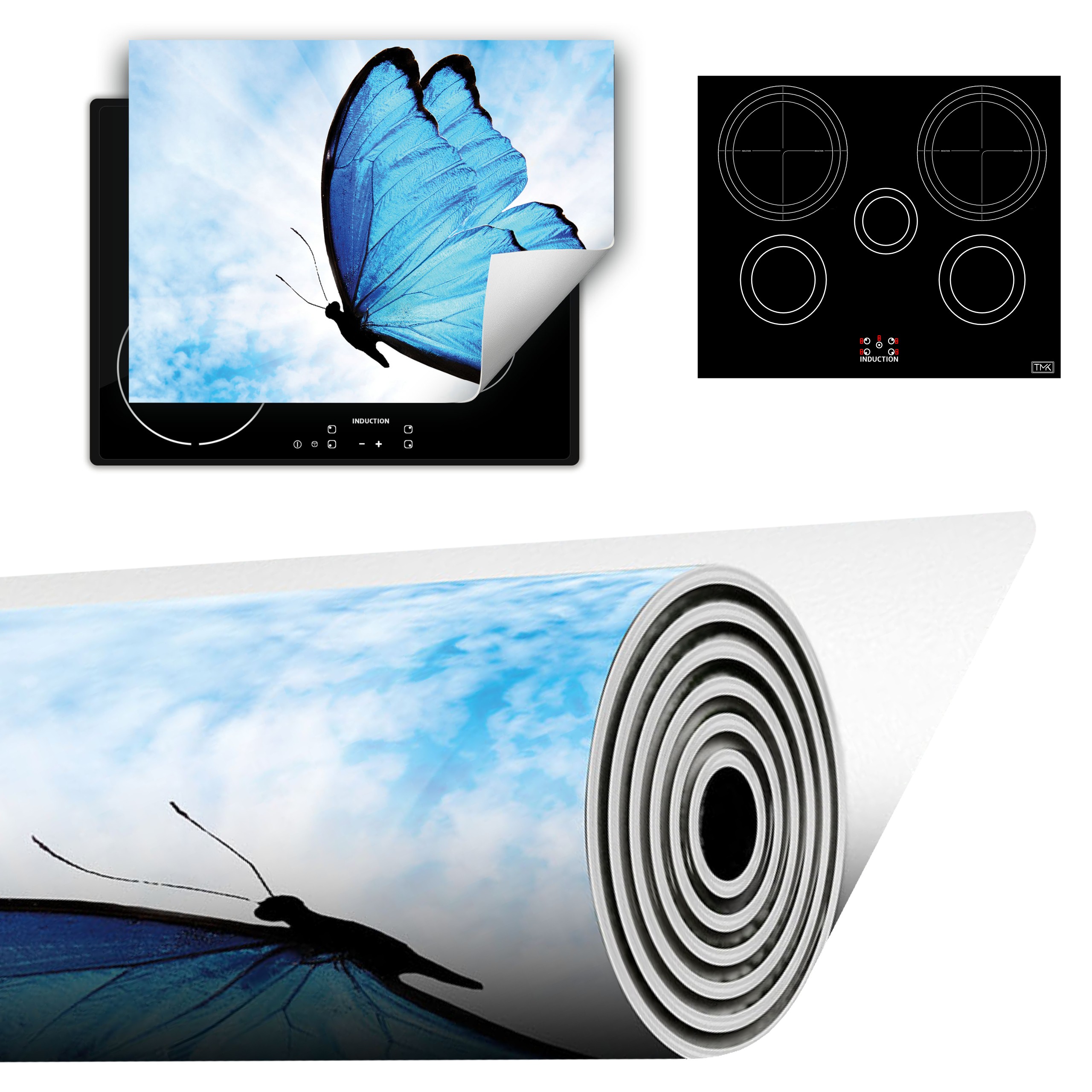 Vinylová Podložka Do Kuchyně Více Místa 70x52 modrá motýl