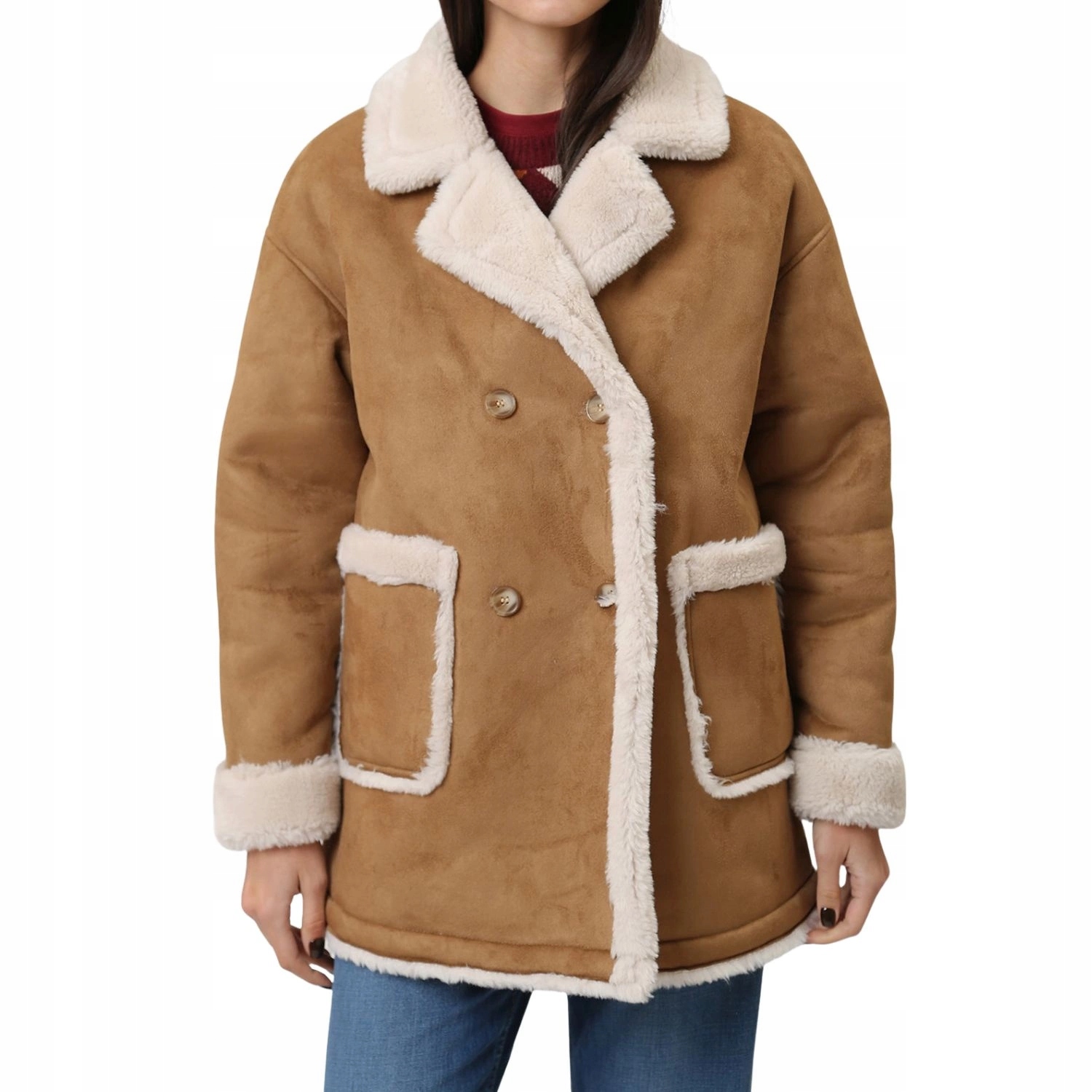 Dámský zimní kabát Pepe Jeans, hnědý, zateplený kožich s kožíškem, vel. M