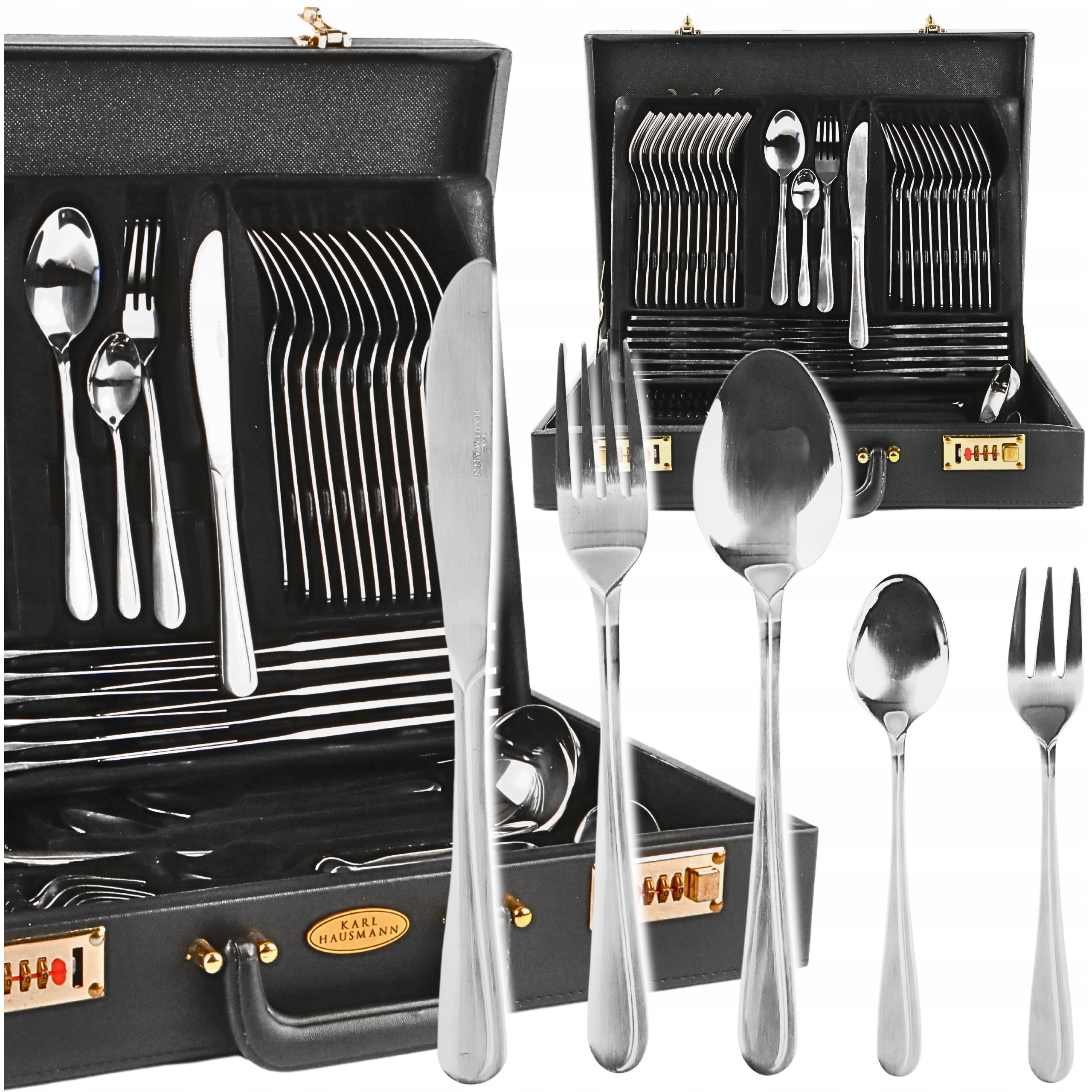 Sada Příborů V Kufríku, 72 Dílná Sada Z Nerezová Ocel Pro 12 Osob