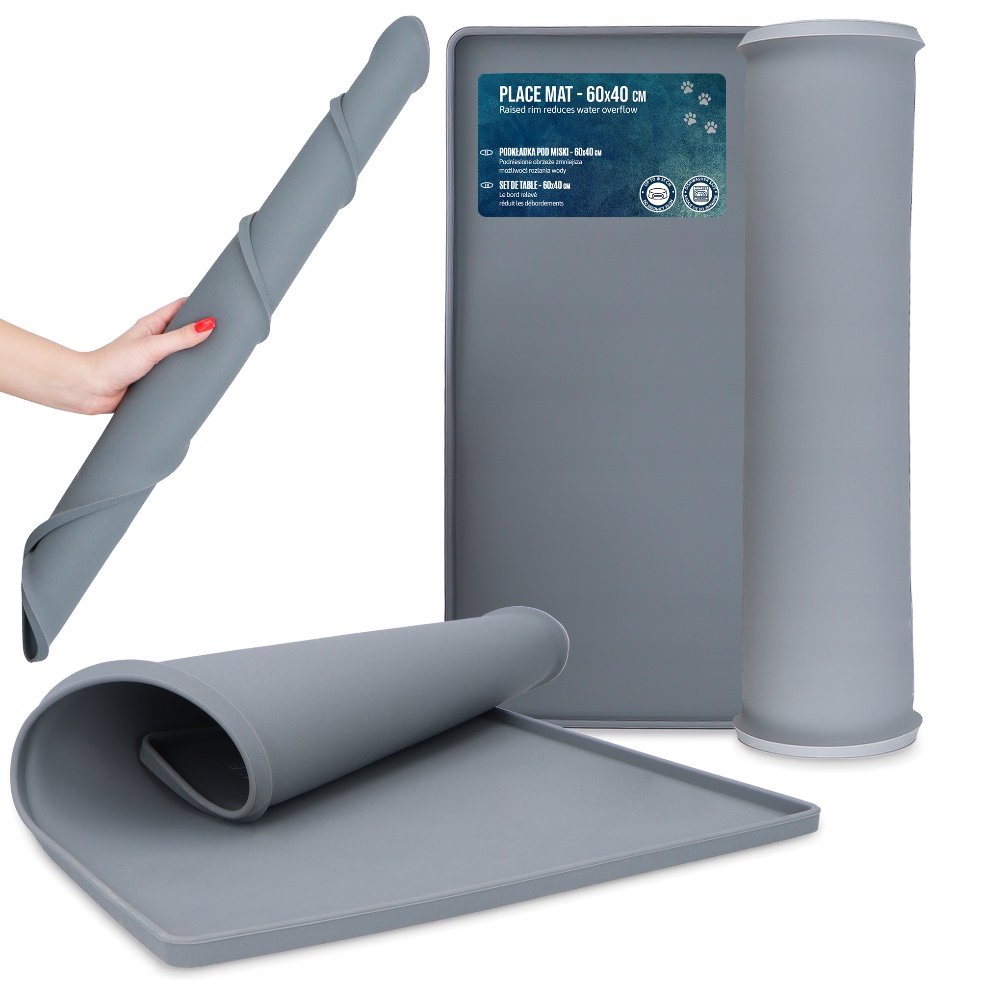 Levně Podložka Misky Pro Psa Kočku 60x40 cm Podložka Pod Misku Silikonová 8P