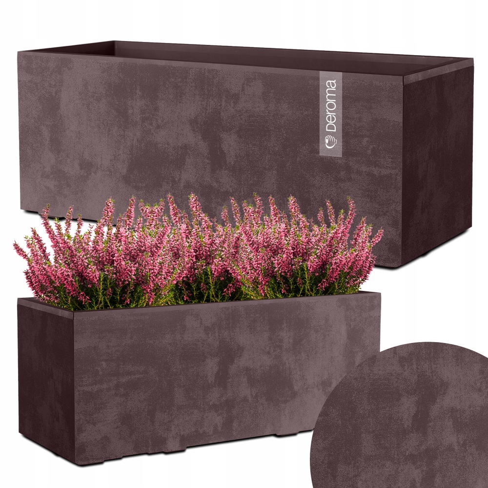 Donica Doniczka Prostokątna Deroma Efekt Betonu 59CM Millennium Brązowa