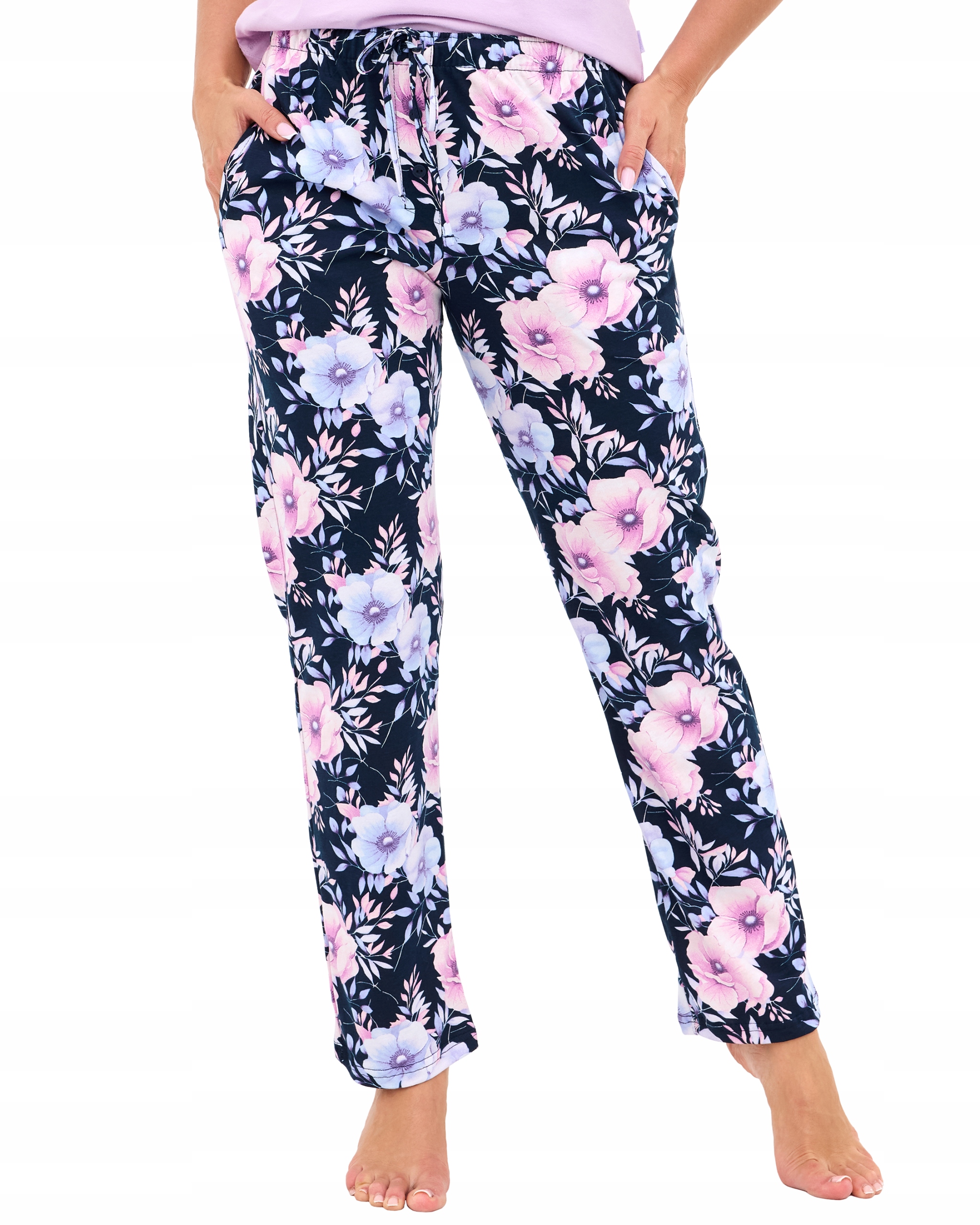 Spodnie od piżamy damskie Cornette 690/48 r. 3XL (46) kieszenie kwiaty