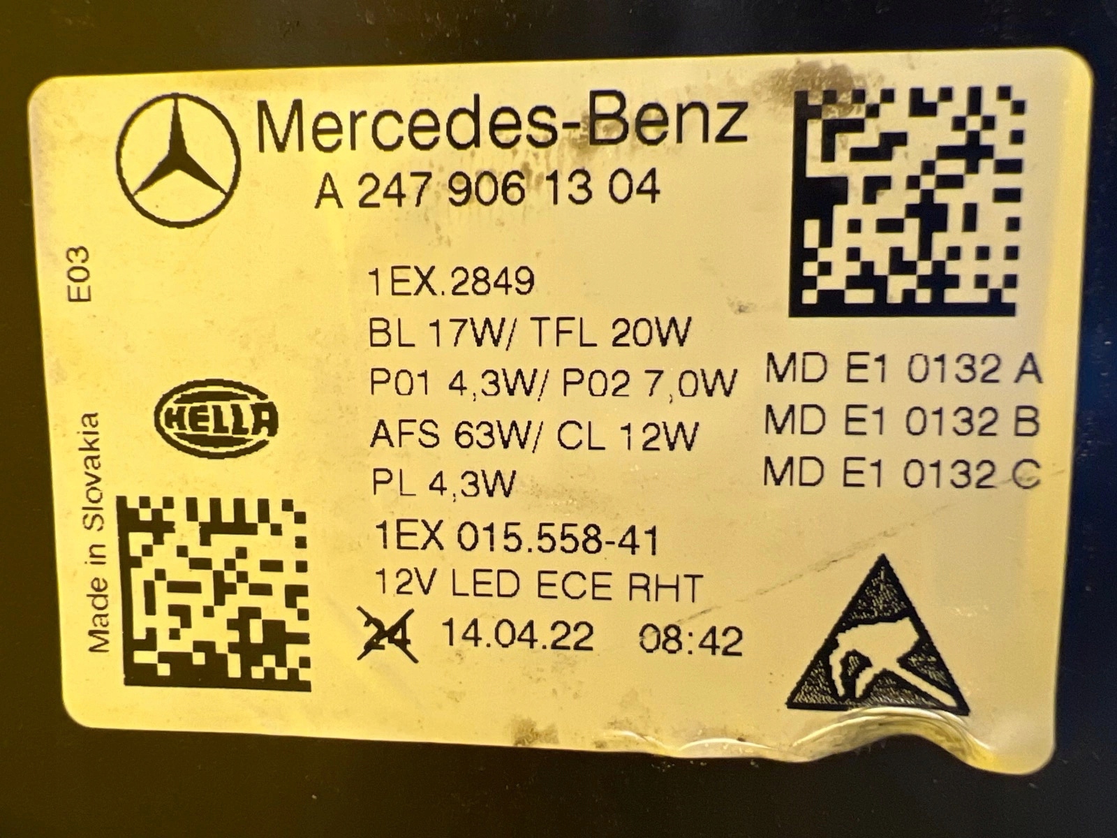 light left Mercedes B-Klasa W247 Full Led Multibeam A2479061304