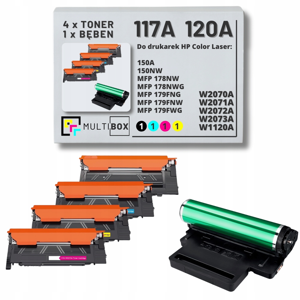 Nowy 5-PAK Toner 117A Cmyk Bęben 120A do Hp Color Laser 150a 178nw 179 fn