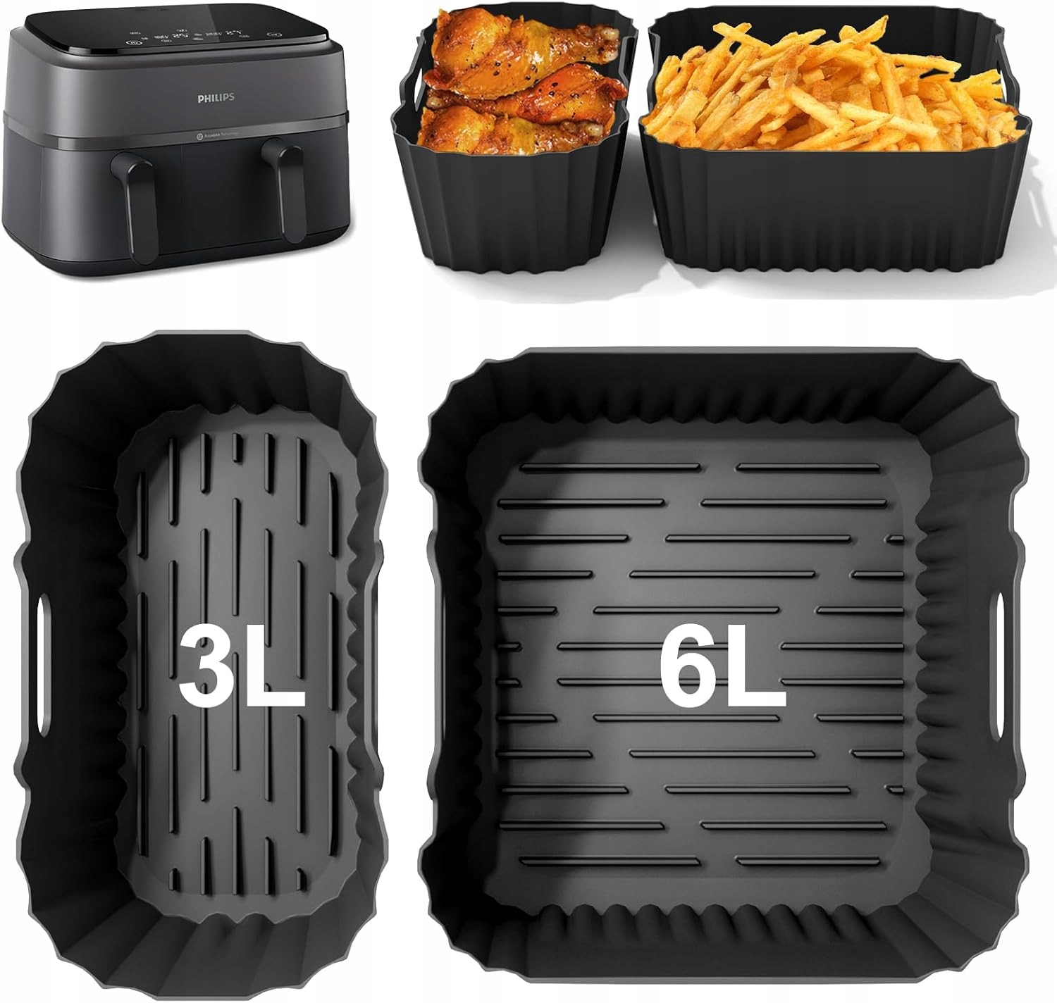 Silikonové Vložky Do Fritézy Philips Dual Basket Airfryer 3000