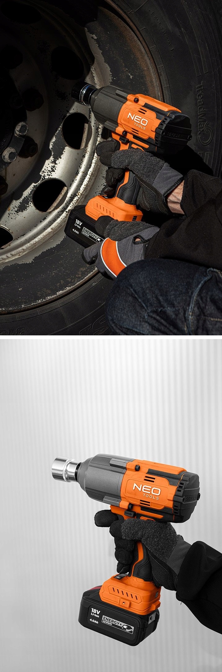 NEO Klucz udarowy akumulatorowy 1100Nm bezszczotkowy 1/2” 18V 2 x 6Ah ładow Rodzaj klucz udarowy