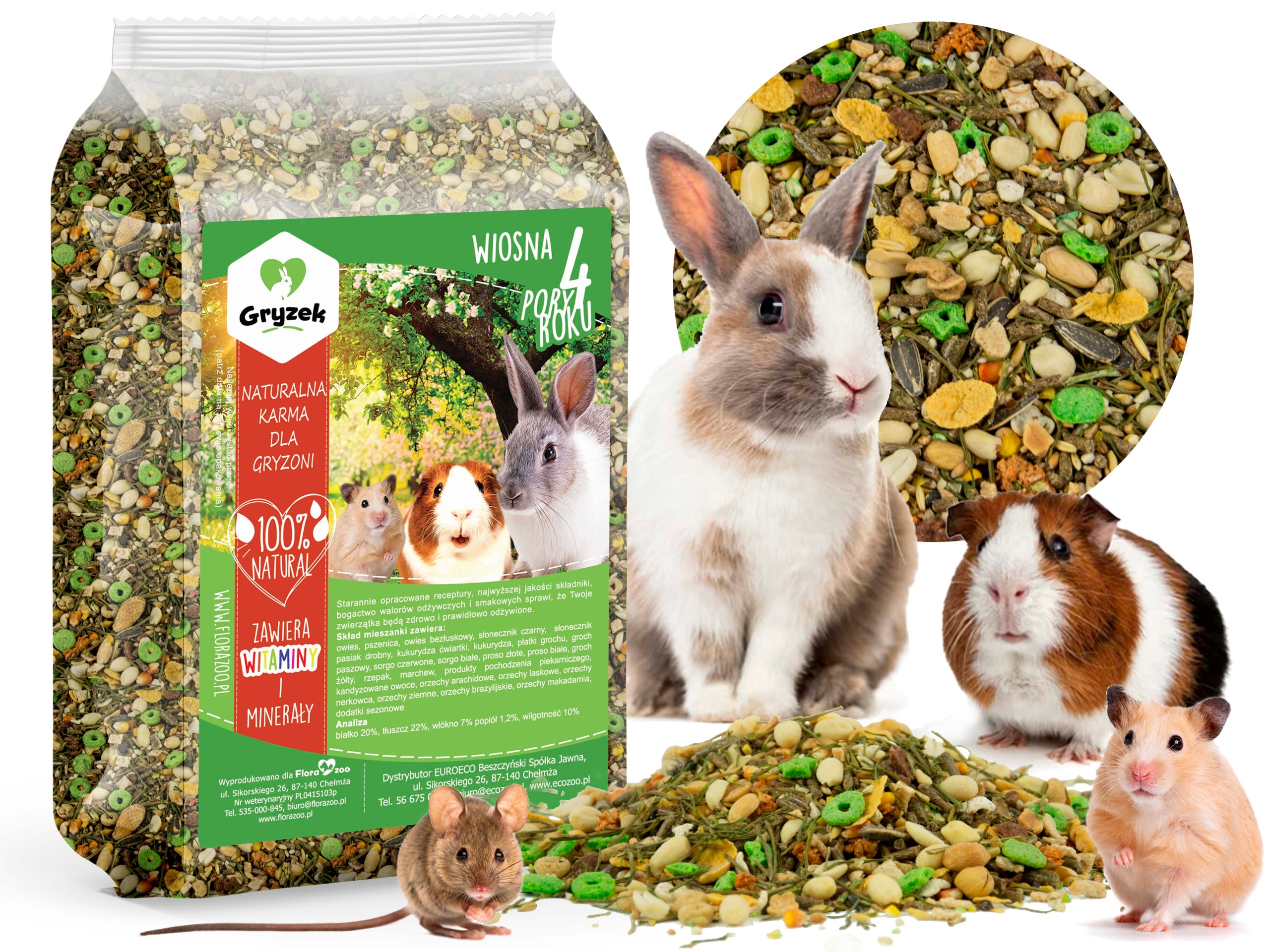 KARMA DLA GRYZONI KRÓLIKA CHOMIKA ŚWINKI WIOSNA 5L