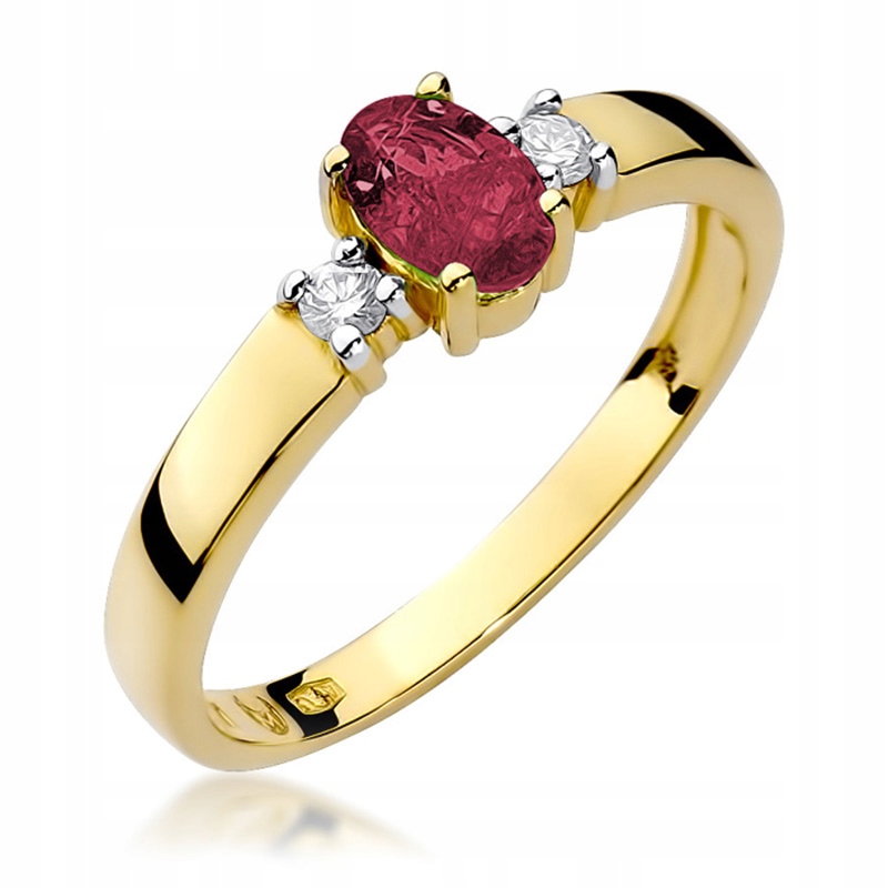 Zlatý Prstýnek pr. 585 14k s Rubínem 0,60 ct a Brilianty