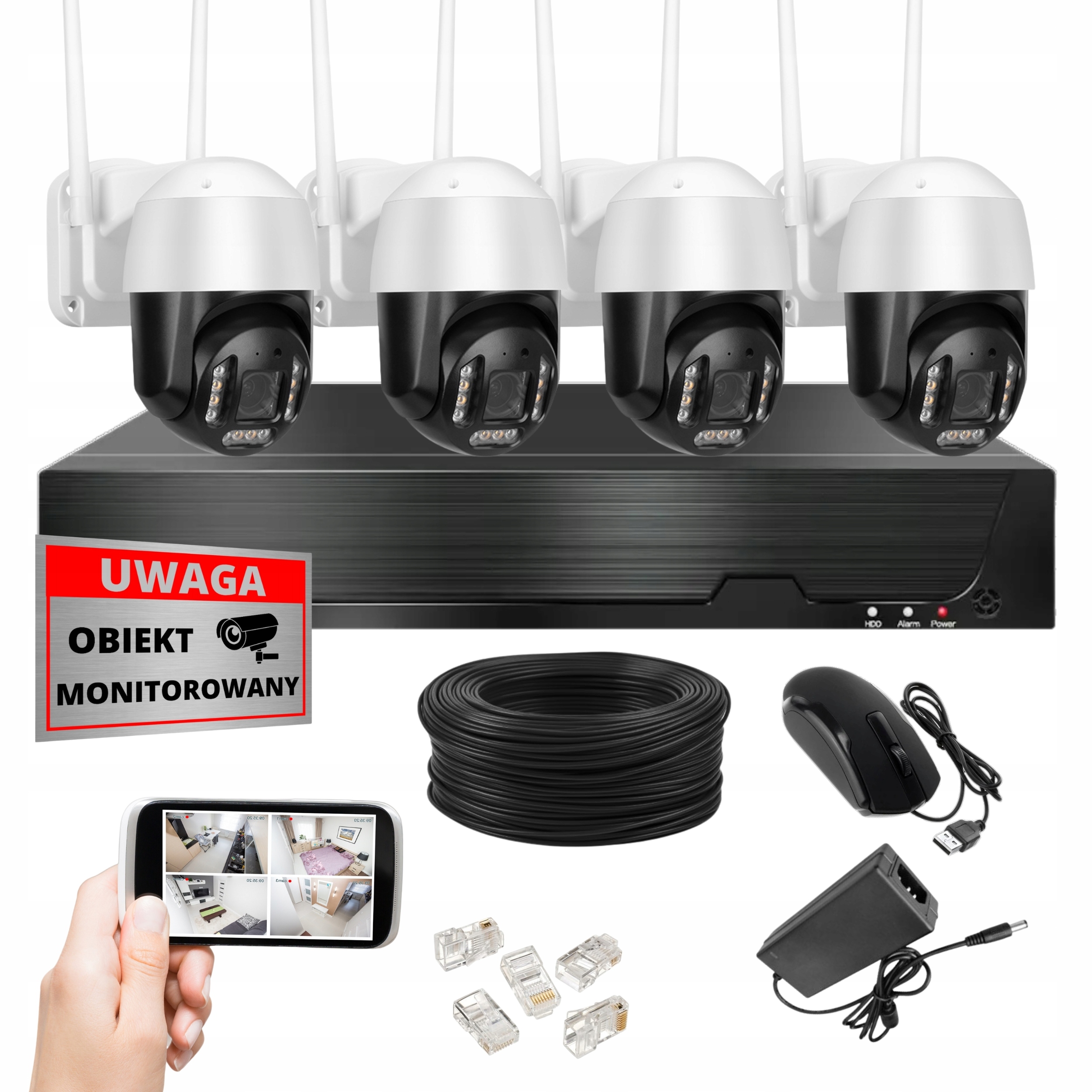 Sada Kamer Na Monitorovanie Ip Poe 5MPX 2K Uhd Záznamník Nvr Otočné Kamery