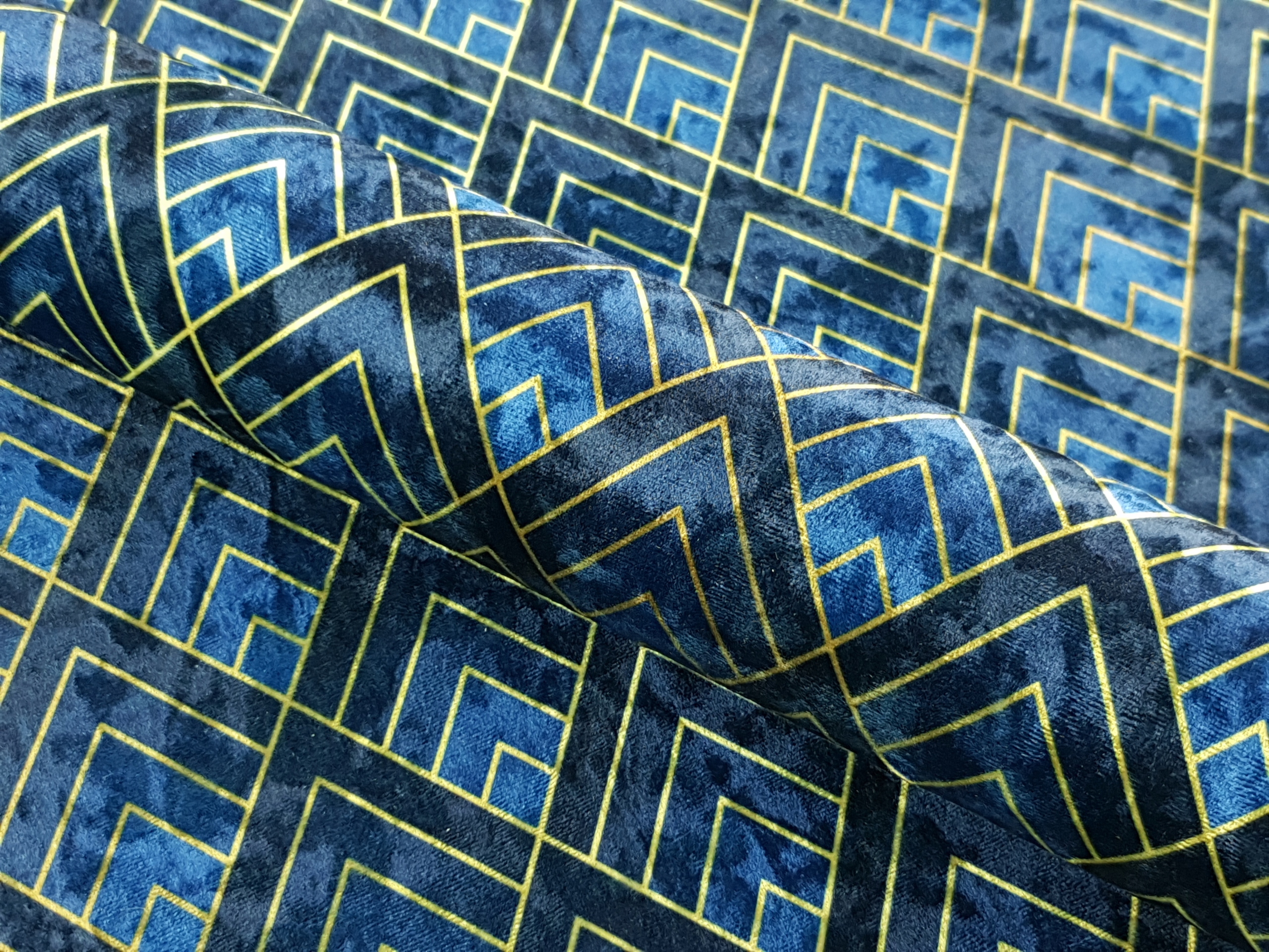 

Tkanina Drukowana niebieska Romby Artdeco JARDEX78