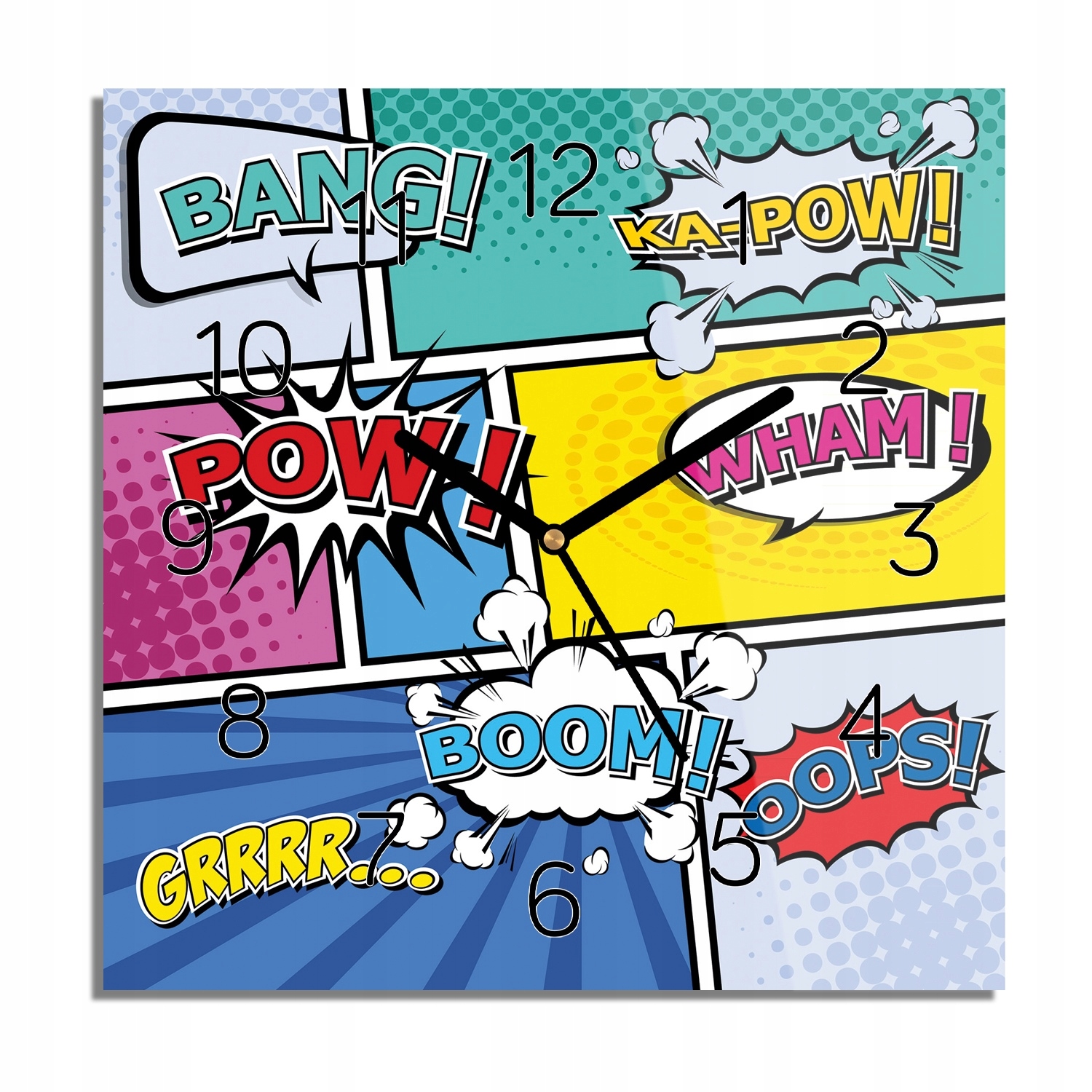 

Dymki wyrazy pop art foto-zegar z foto 30x30 cichy