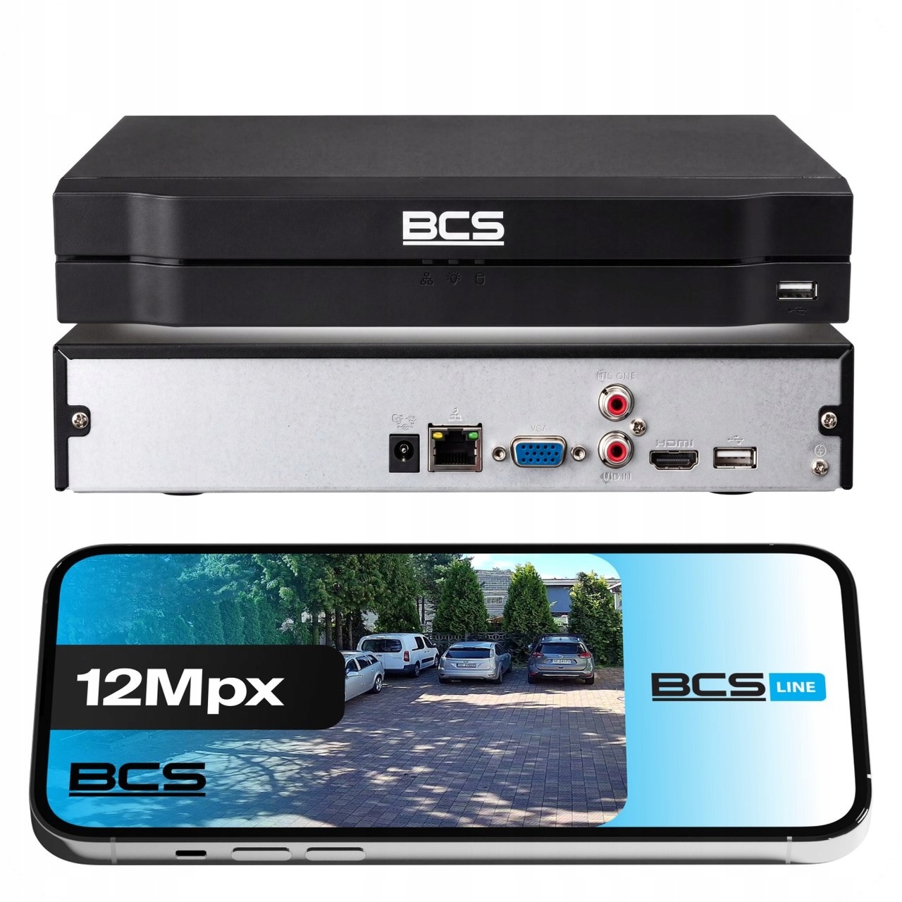 Záznamník Ip kamer Nvr 4 kanálový 12Mpx pro monitorování domu Onvif Bcs