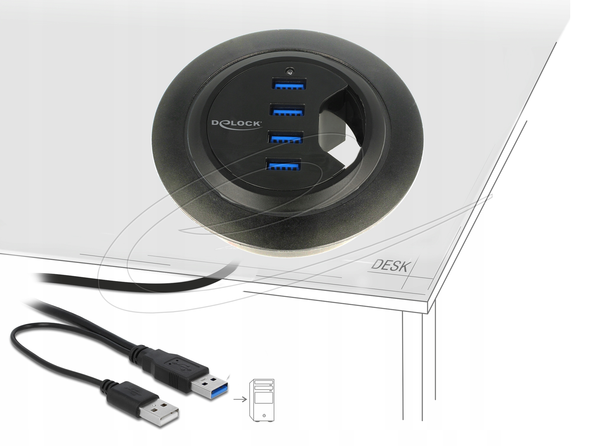 HUB USB Delock 4x USBA 3.0 (62868)