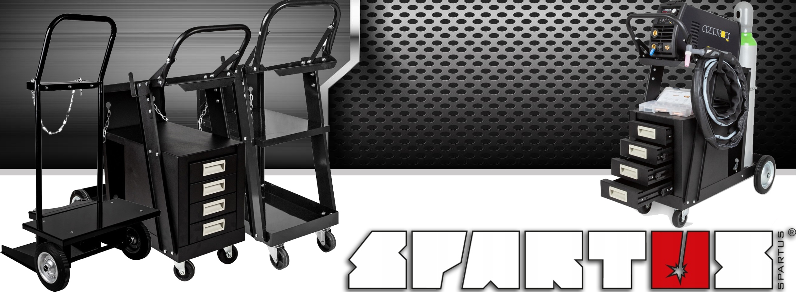 WÓZEK SPAWALNICZY Z SZUFLADAMI DO SPAWAREK PÓŁKA NA BUTLE MOCNA Marka Sherman