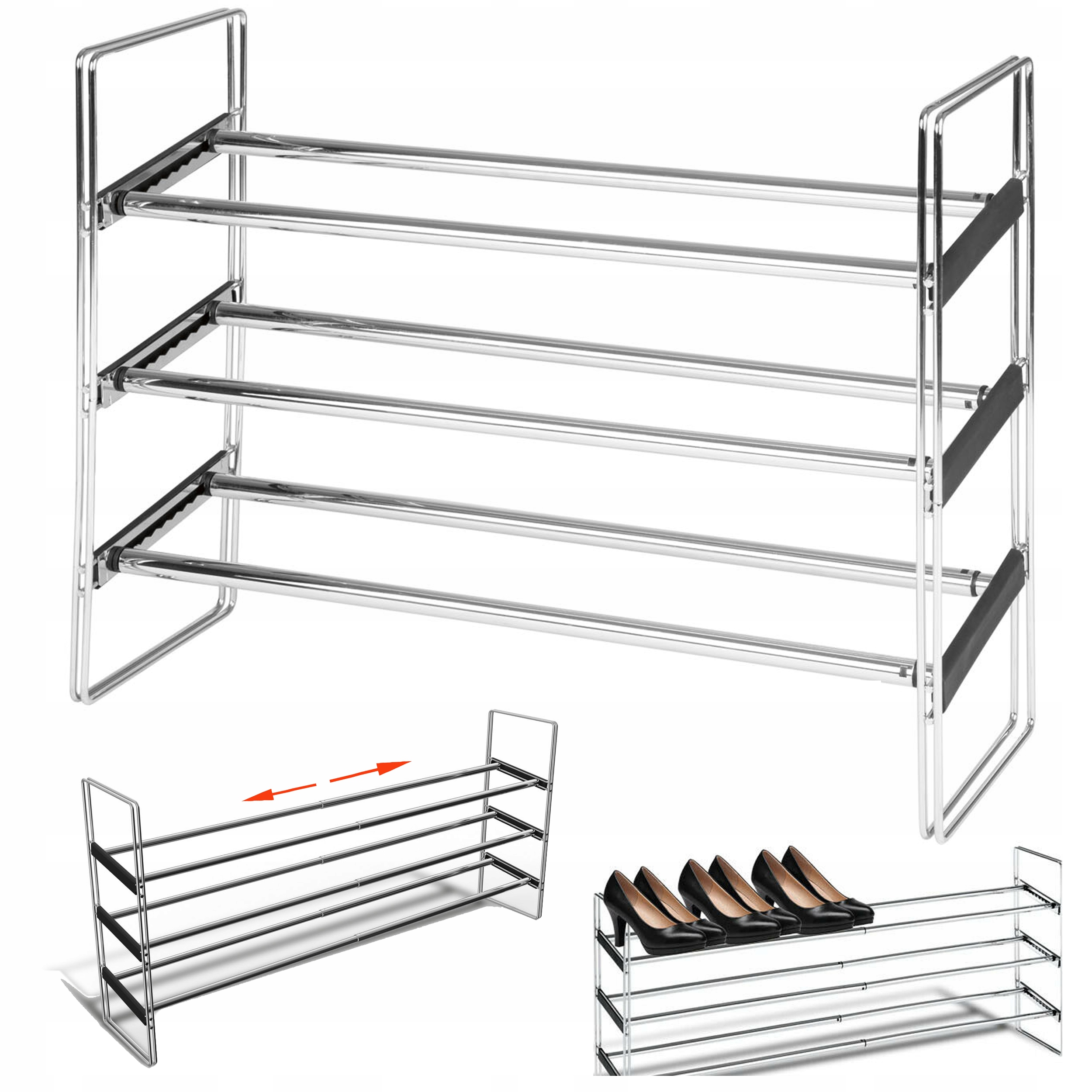 

regał na buty rozsuwany regulowany szafka 3 półki