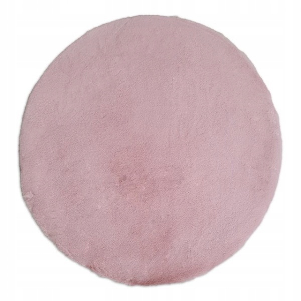 Plyšový růžový kulatý koberec rabbit, králičí kožíšek, kolem 80 cm